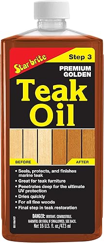 STAR BRITE Aceite de teca dorado de alta calidad conservador manchas sellador protege los muebles de madera y teca para exteriores con protección de