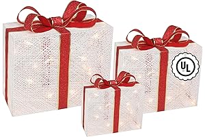Lighted X-Large Gift Boxes, Outdoor Pre-Lit Christmas Decoration