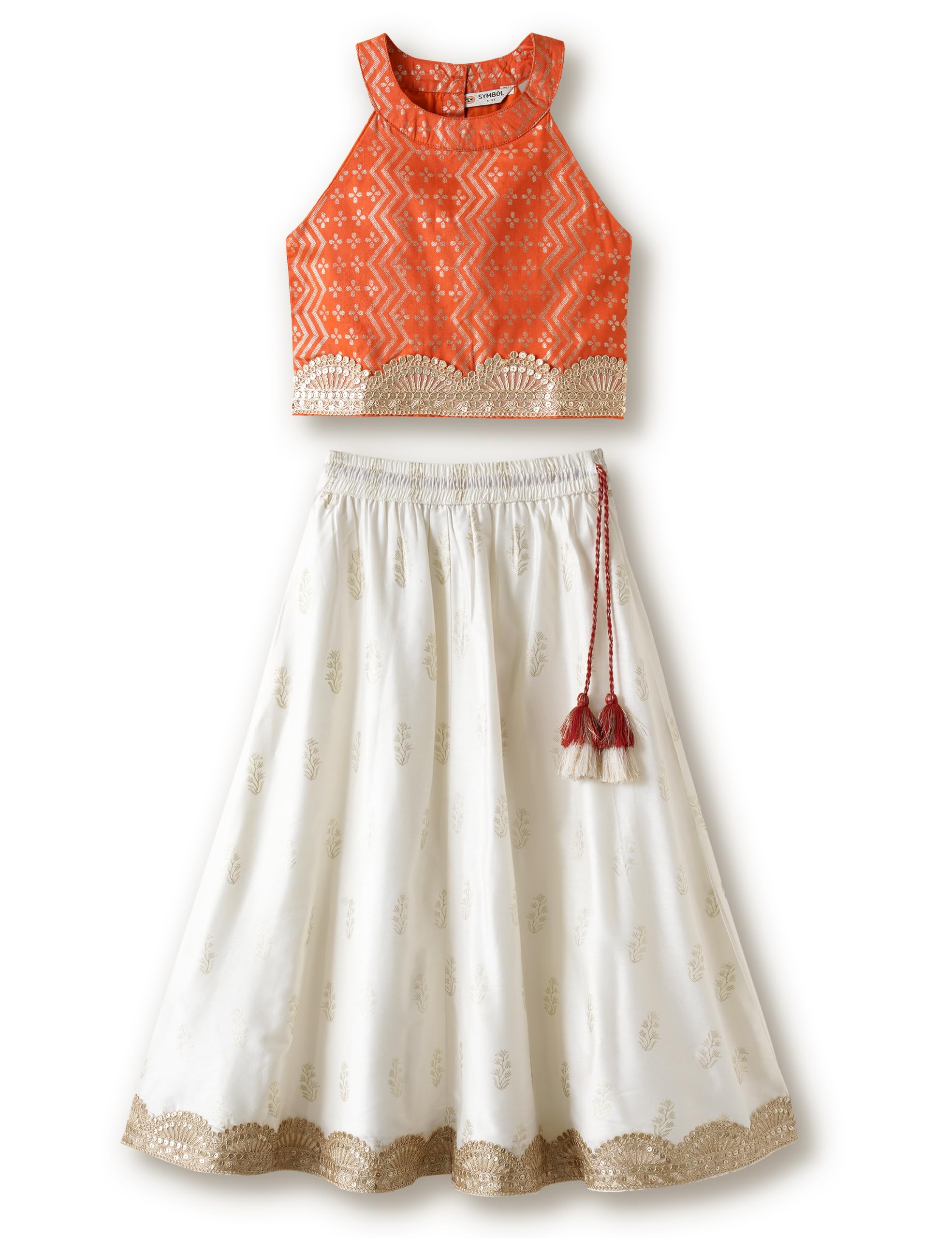 Amazon Brand - Symbol Girls Halter Neck Lehenga Choli Set, Festive Ethnic