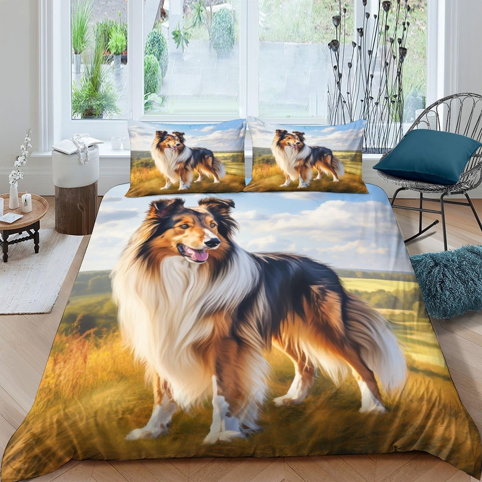 Parure de lit respirante Sheltie housse de couette anti-transpiration avec zip 200x200