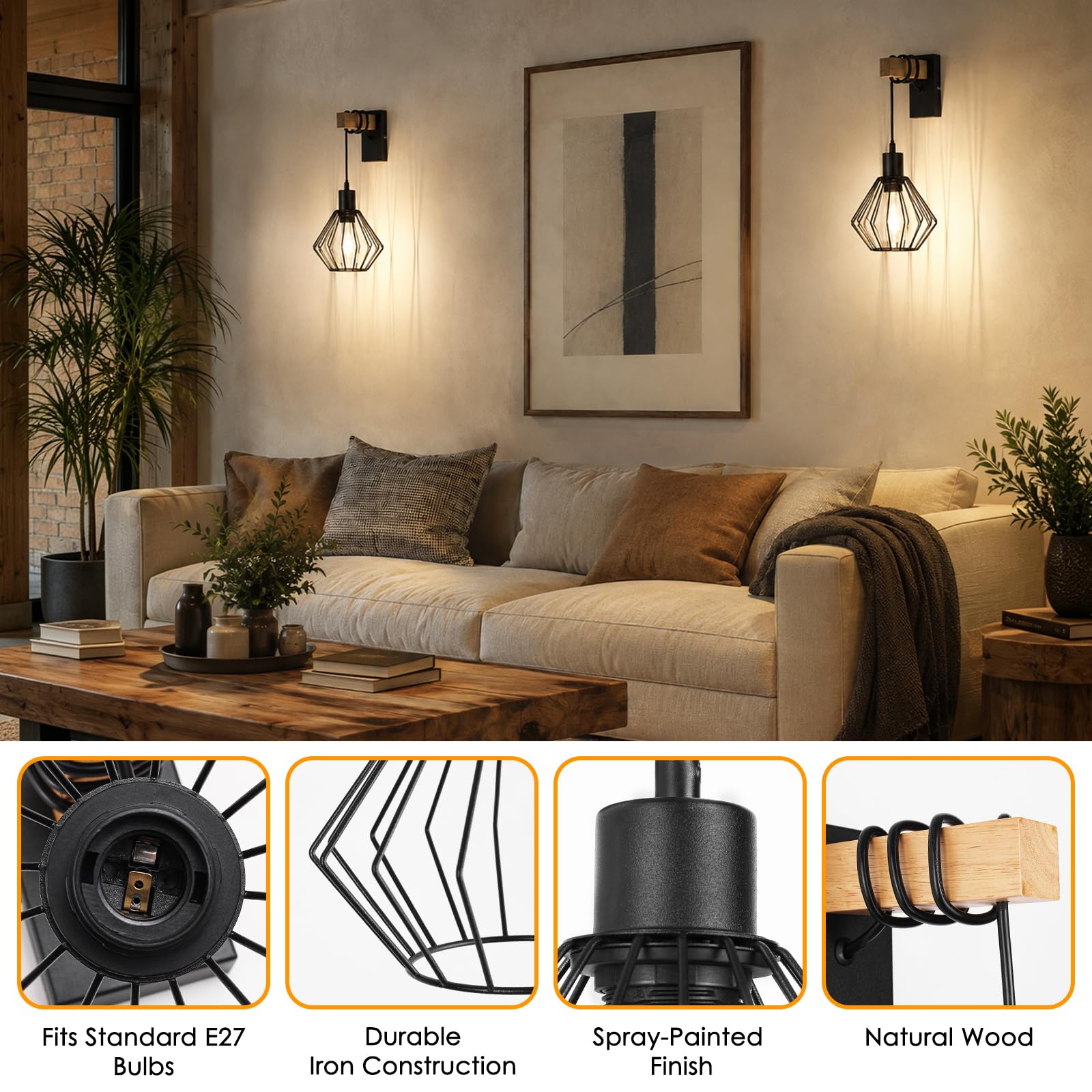 4810227 E27 Moderne Applique Murale Intérieure MAX.60W Lampe Murale