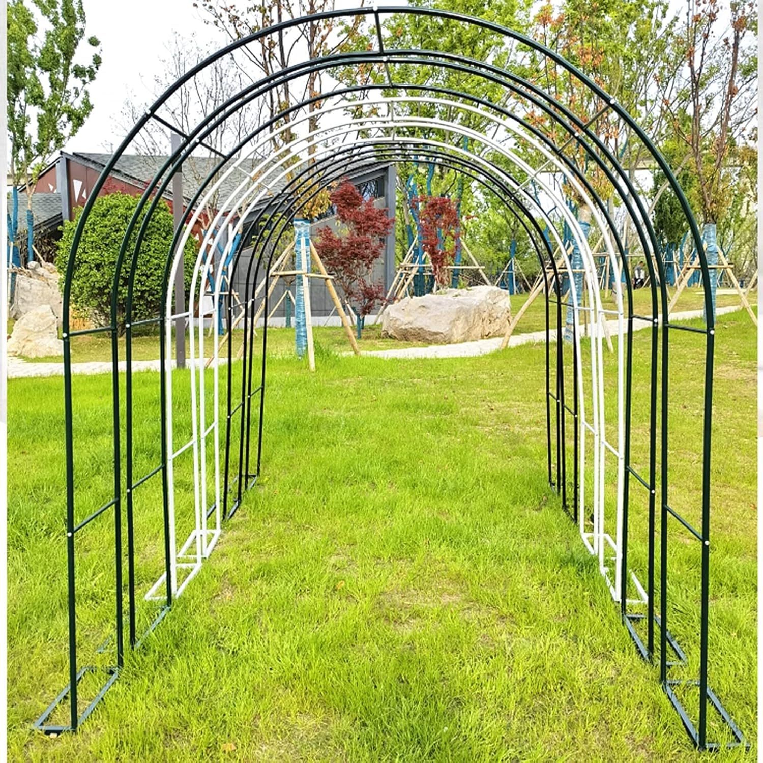 SOBS Decorative Metal Garden Arbor, Wedding Garden Arch Party Ceremony Decoration Wide Arbor, Climbing Plant Support Trellis Arch Arbor Trellis Pergola Arbor - Black, Green, White