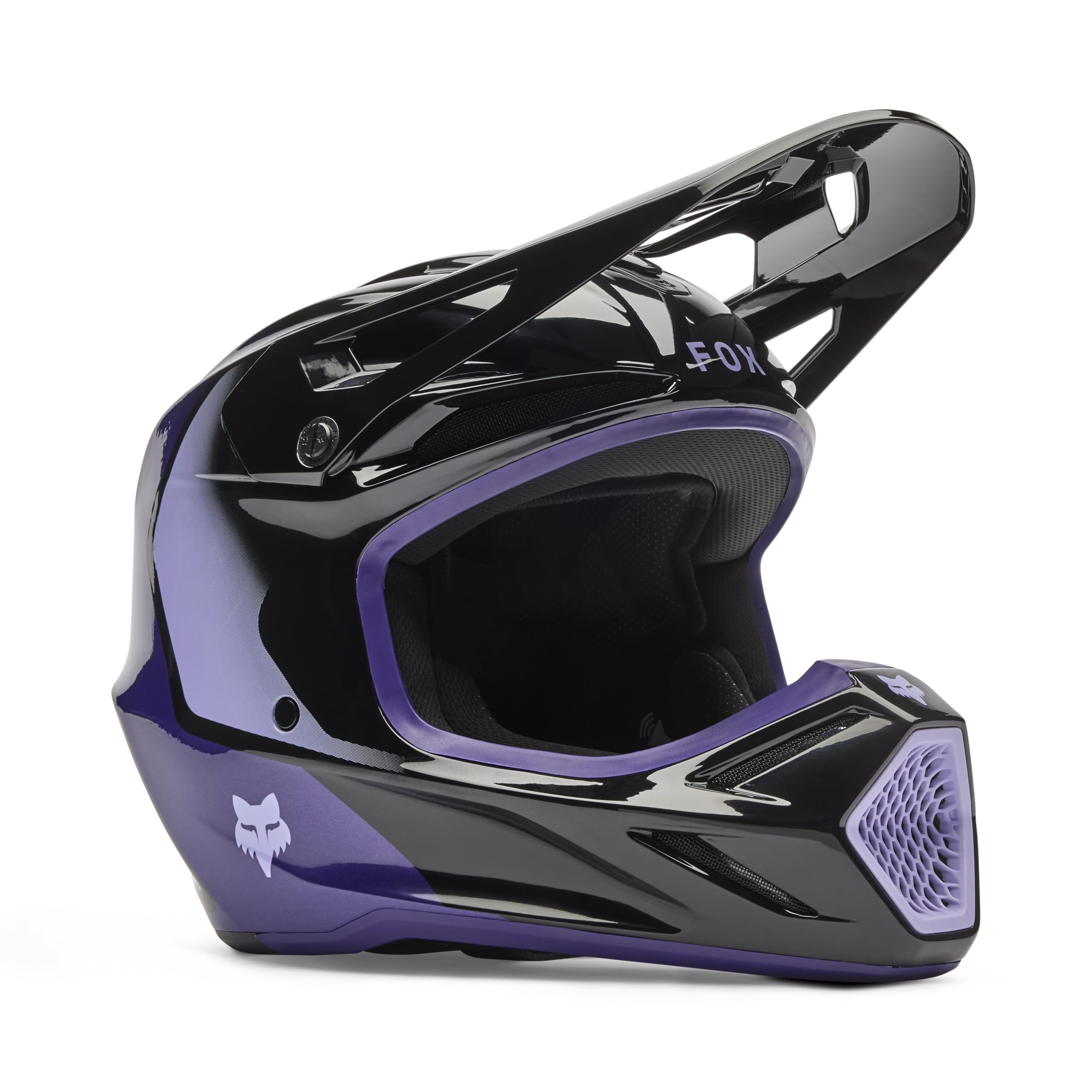 FOX V3 Spire Młodzieżowy kask motocrossowy, czarny/purpurowy, Y/L (52/53)