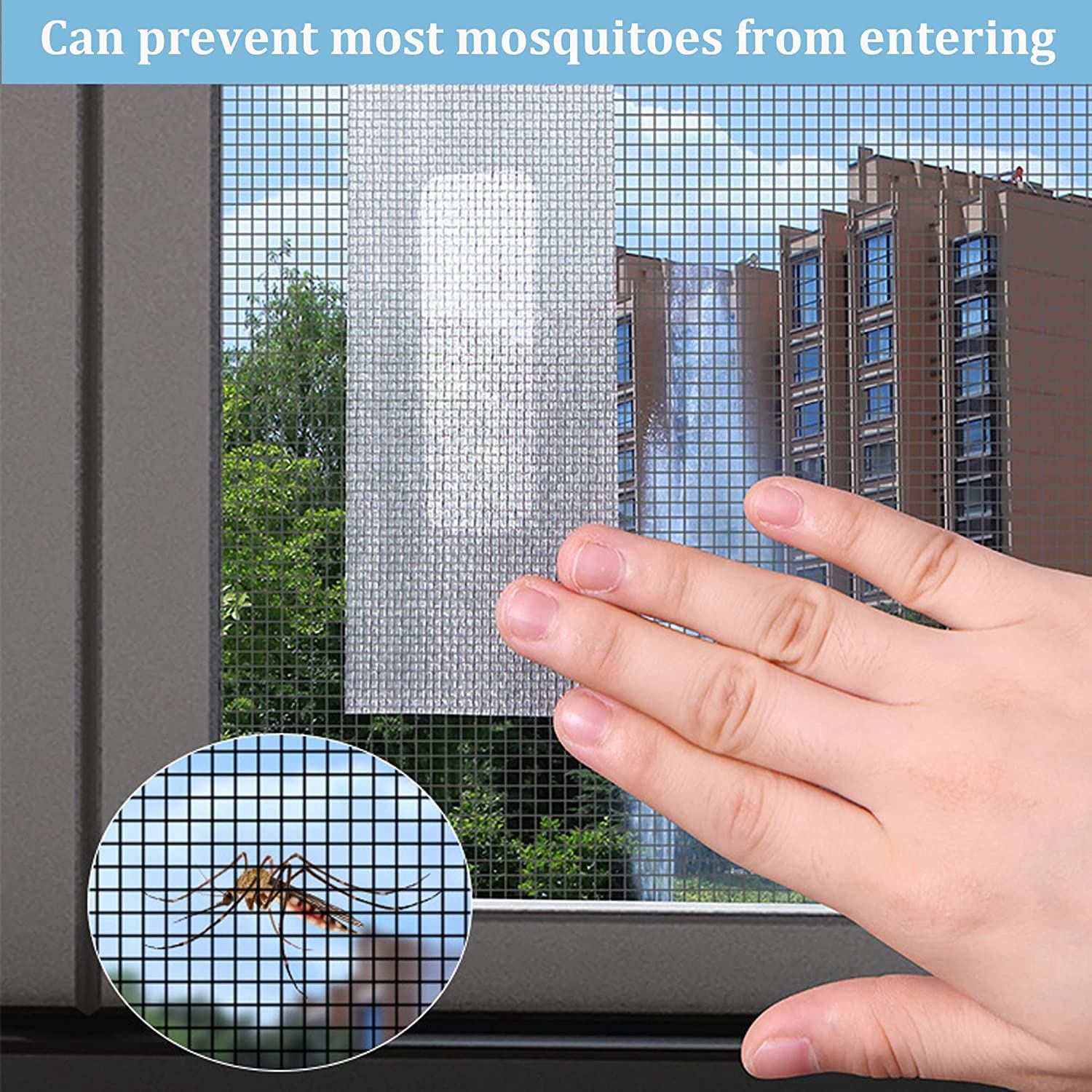 SKOFRI Screen Repair Tape, Window Insect Screen Adhesive Tape Windows and Door Screen Repair Tape, with Waterproof Strong Adhesive Seal Window Screen Fiberglass Mesh Patch Mosquito Net 2