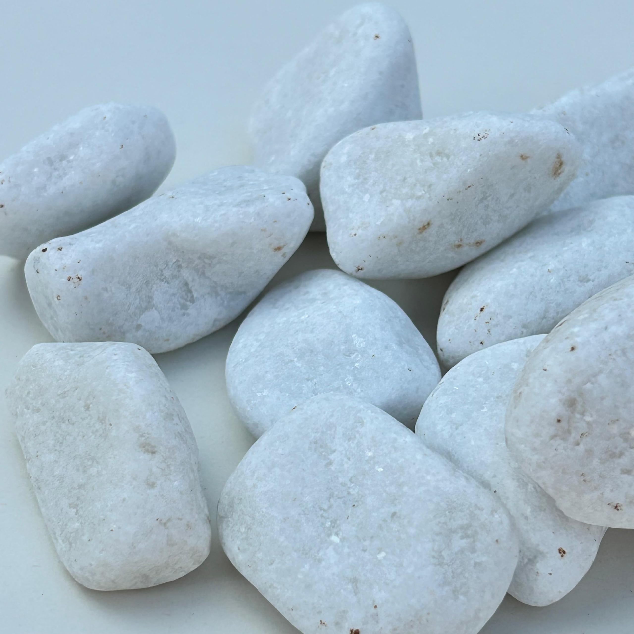 Piedra mármol Canto rodado Blanco Puro, Piedra Decorativa para Jardin, Espacios Exteriores y Intriores/Paisajismo, Jardineras y Macetas/Terrazas y Patios (24/40 mm 20 kg)