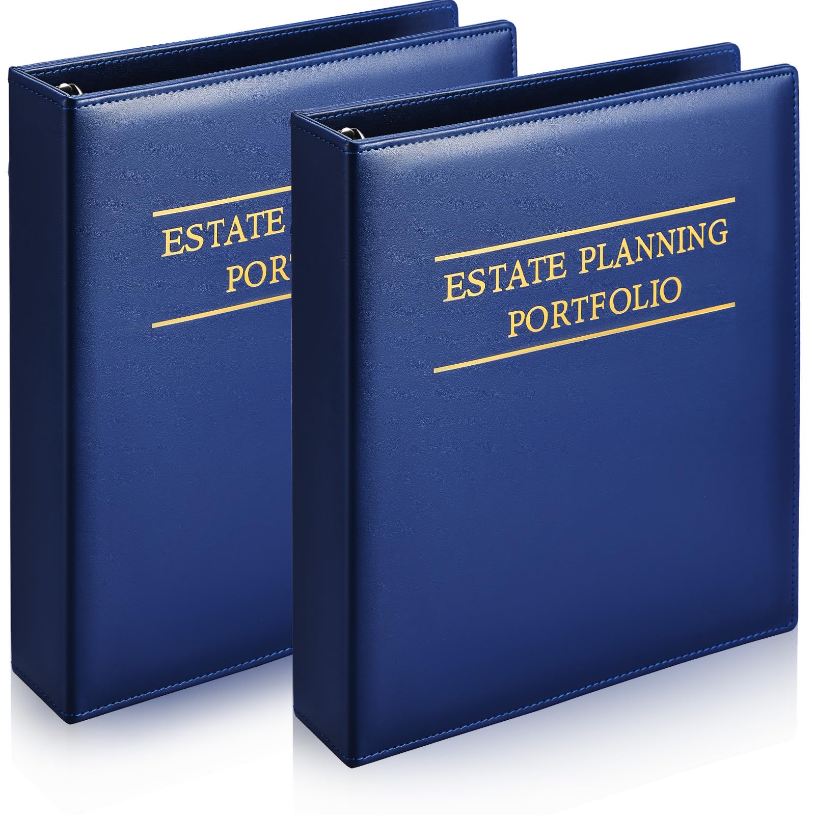 Skyygemm 2 Pcs Estate Planning Portfolio Binder PU Leather 3 Ring Binders with Gold Title and Index Tab Dividers, 11'' x 11.8'' x 2.4'' Estate