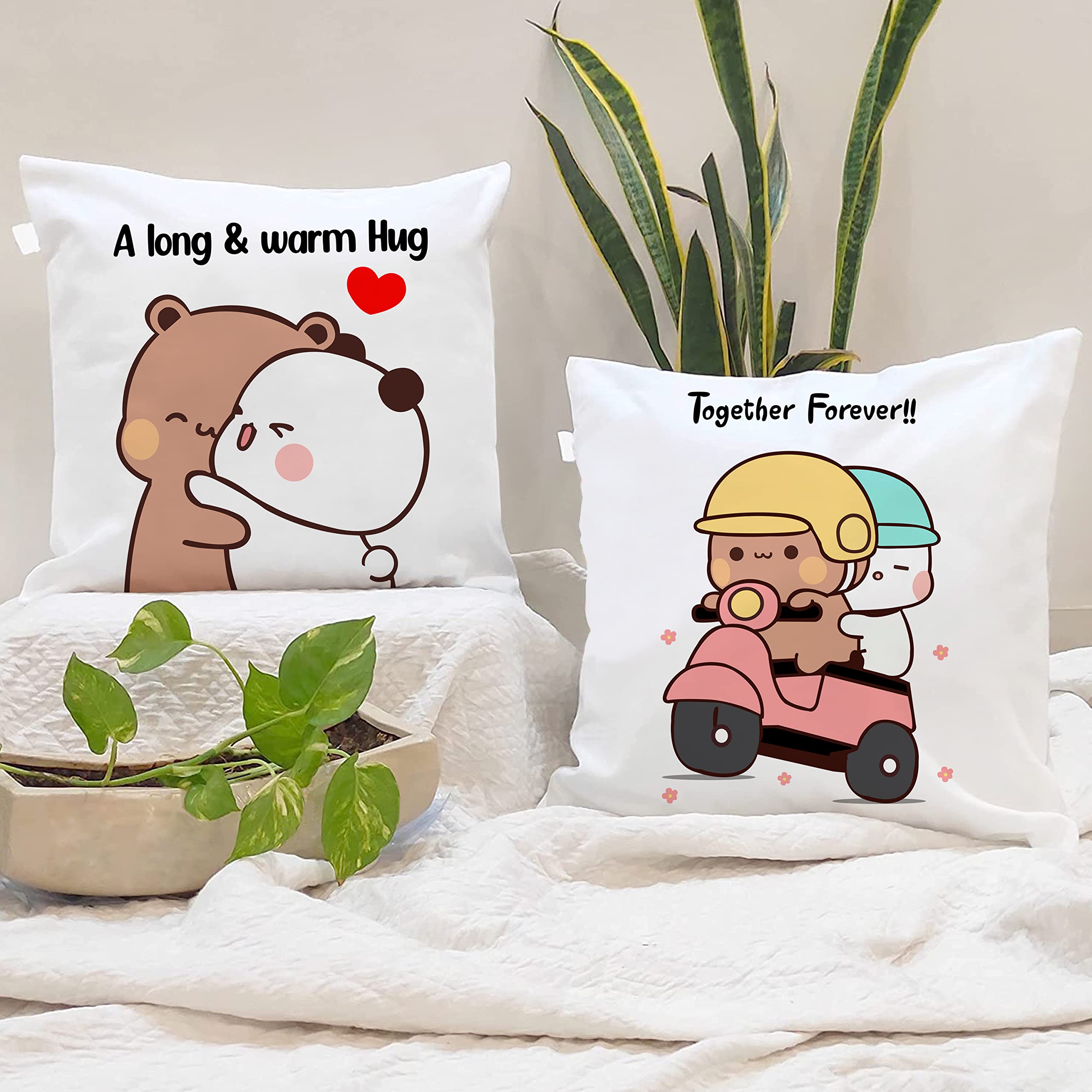 Bubu Dudu Set of 2 Cushion Love Gift for Birthday Anniversary Cushions with Filler Combo Pack of 2 ATCC-3