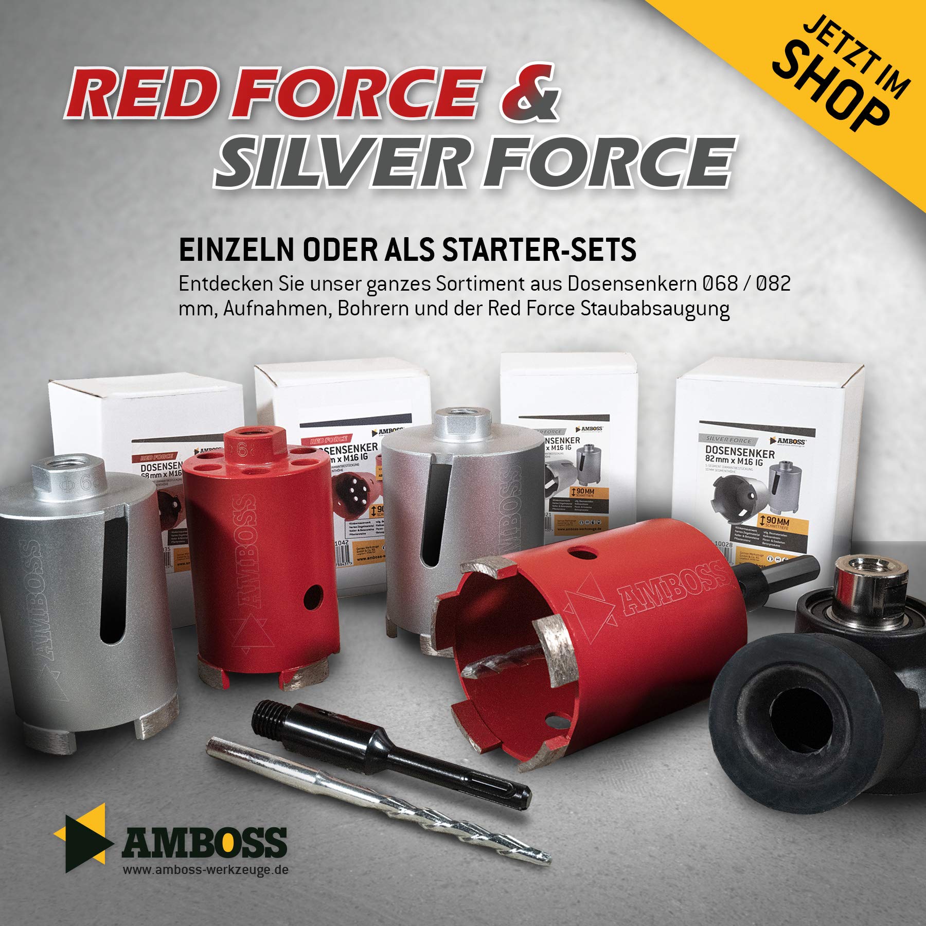 Red Force - Avellanador de diamante (82 mm, con orificios para extracción de polvo, ladrillo, mampostería, hormigón y pavimentos, profundidad de corte: 90 mm)