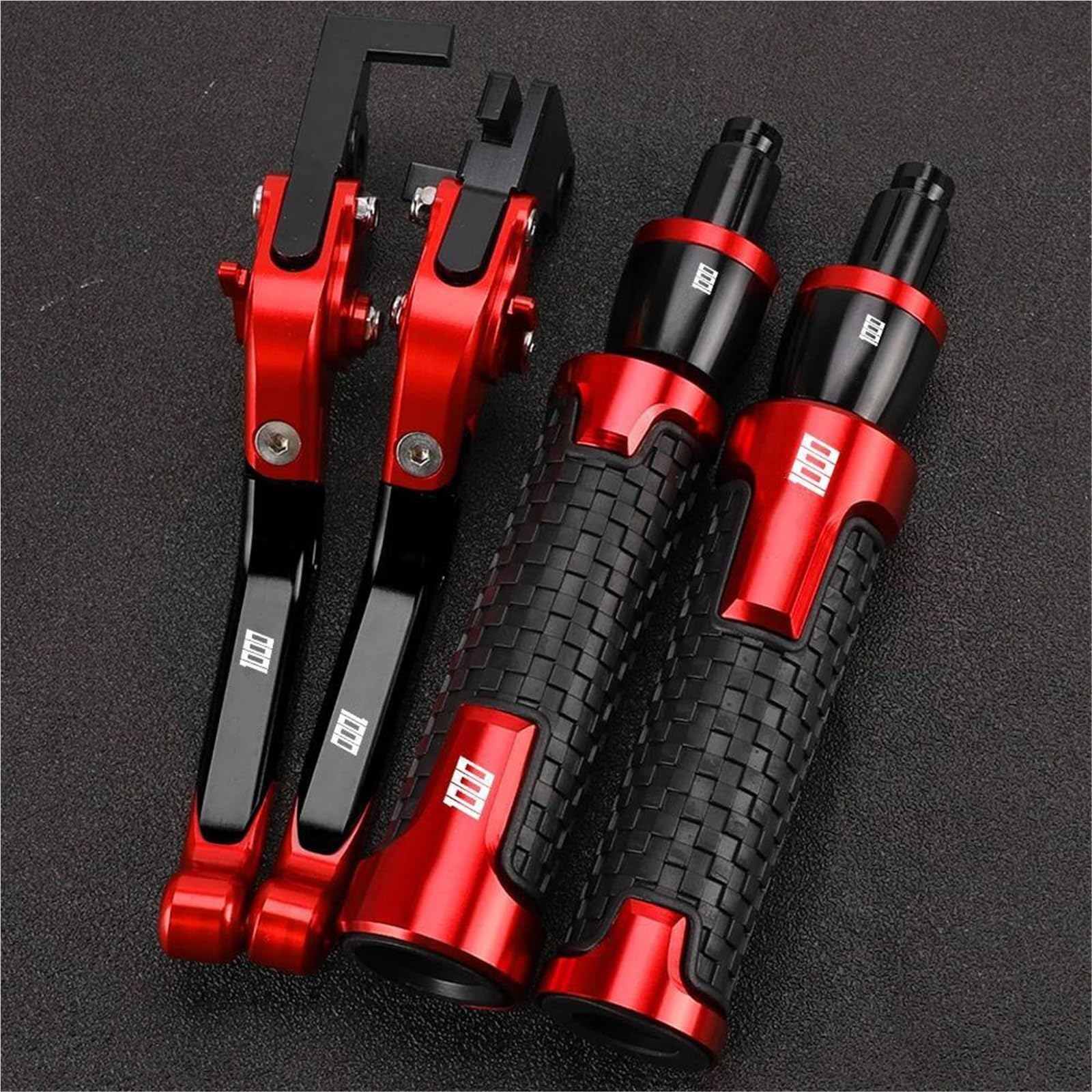 TGVSELPJ Motorcycle Part Motorcycle Folding Brake Clutch Levers Handlebar Hand Grips Ends Adjustable for H-onda CBR1000RR CBR 1000RR CBR1000 RR 2004-2007(Black- Silver)