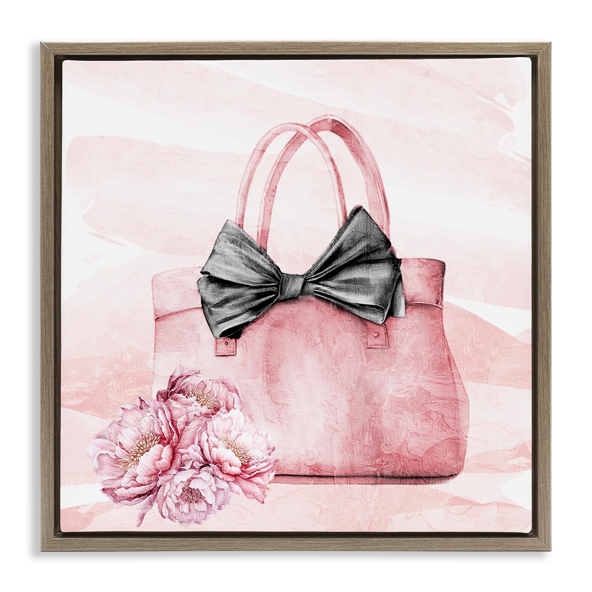 Stupell Industries Montalcino Elm (Textured) 'Blush Glam Time Bag'| Floating Frame Canvas Art
