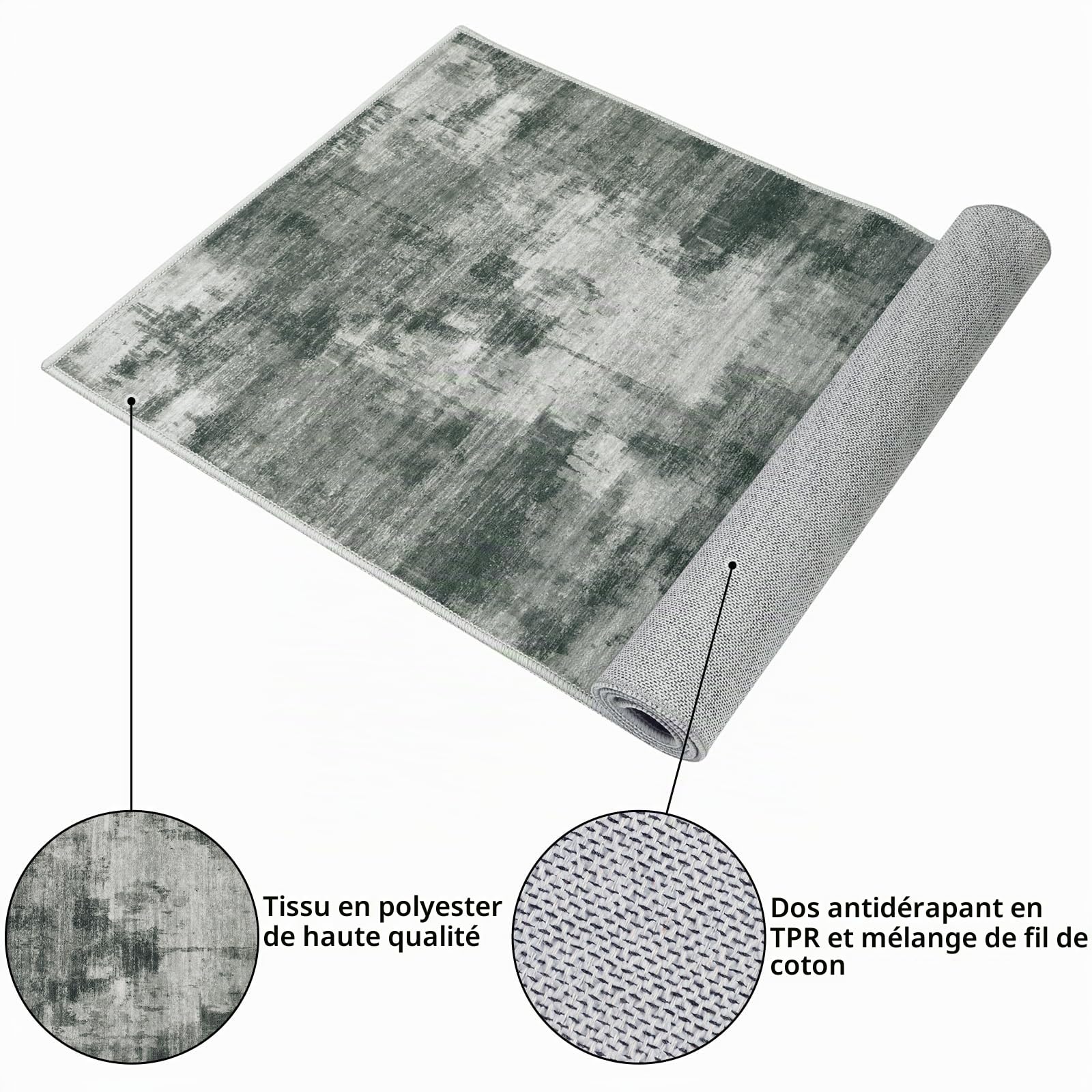 Famibay Lot de 3 Tapis Cuisine Devant Evier Tapis de Cuisine Antidérapant et Lavable pour Couloir Salle à Manger Entrée et Porte Gris Foncé 50x120cm + 50x80cm + 50x80cm