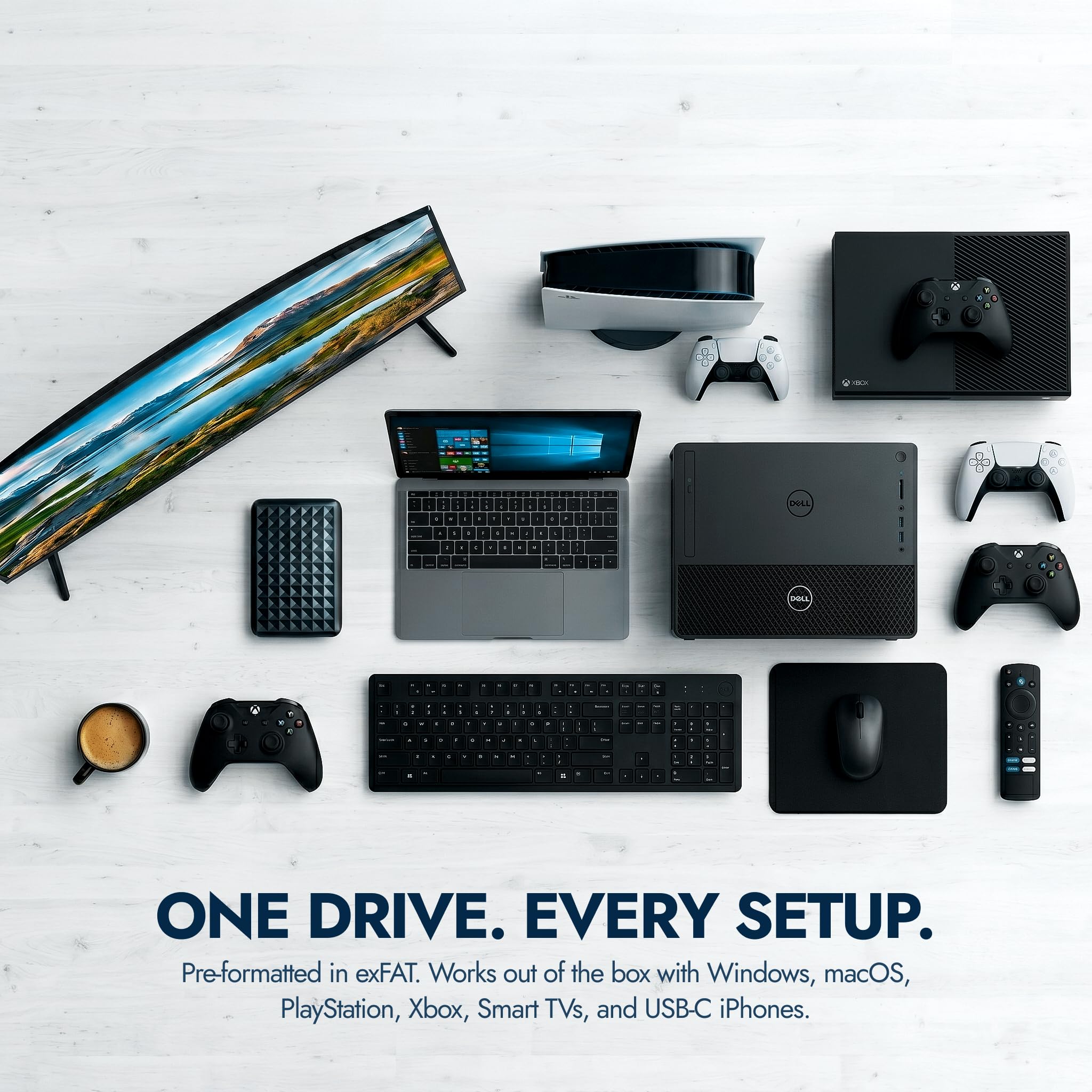 ModusTech Facet 1TB Disco Duro Externo Portátil USB-C/USB 3.1 — HDD Fino de 2,5 Pulgadas para Copias de Seguridad, Gaming, PC, Mac, Portátil, PS4, Xbox, Smart TV (Negro)