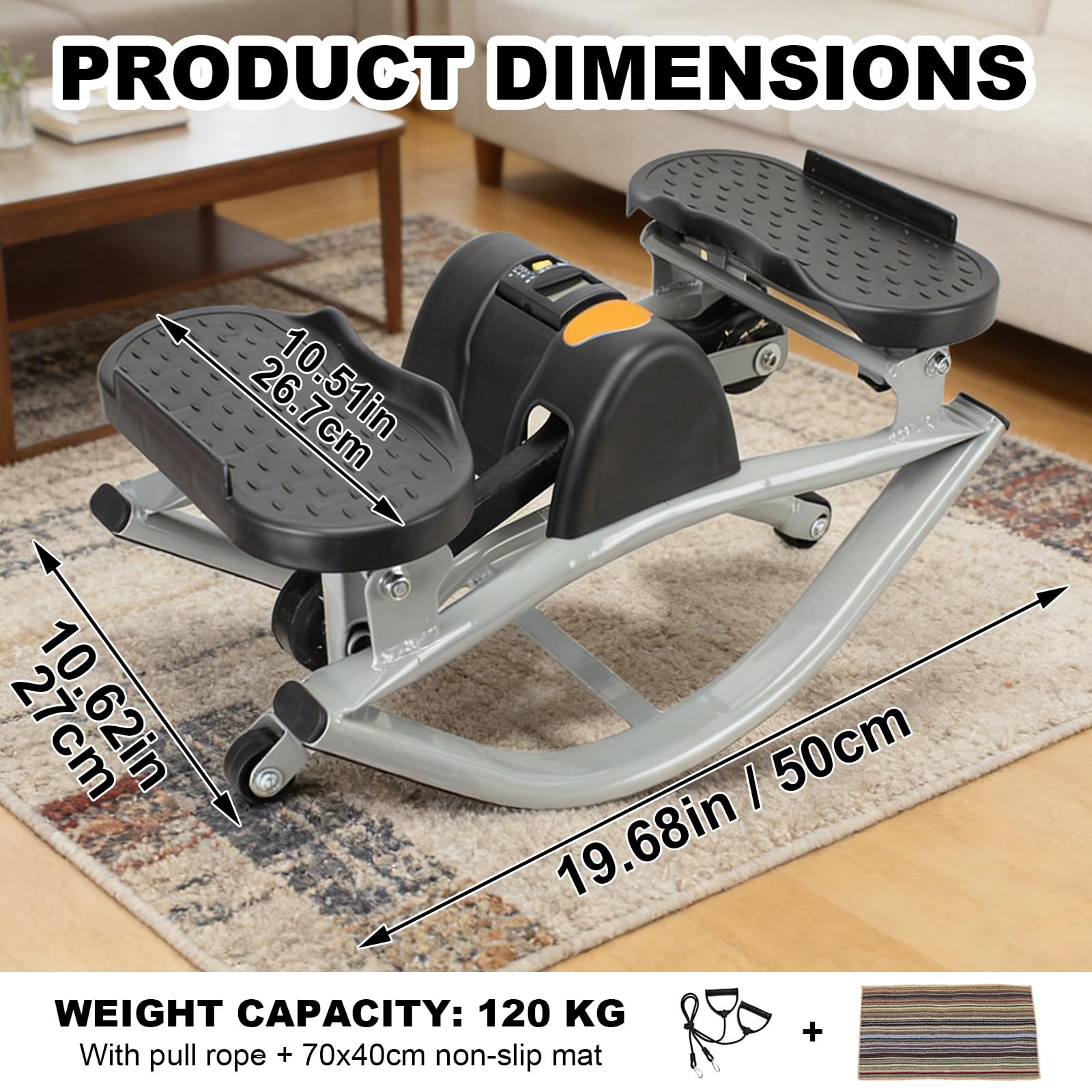 Stepper Oscillante - Stepper Con Movimento Laterale E Display Digitale, Fasce Elastiche per La Resistenza, Compatto E Silenzioso, Ideale per L'allenamento a Casa