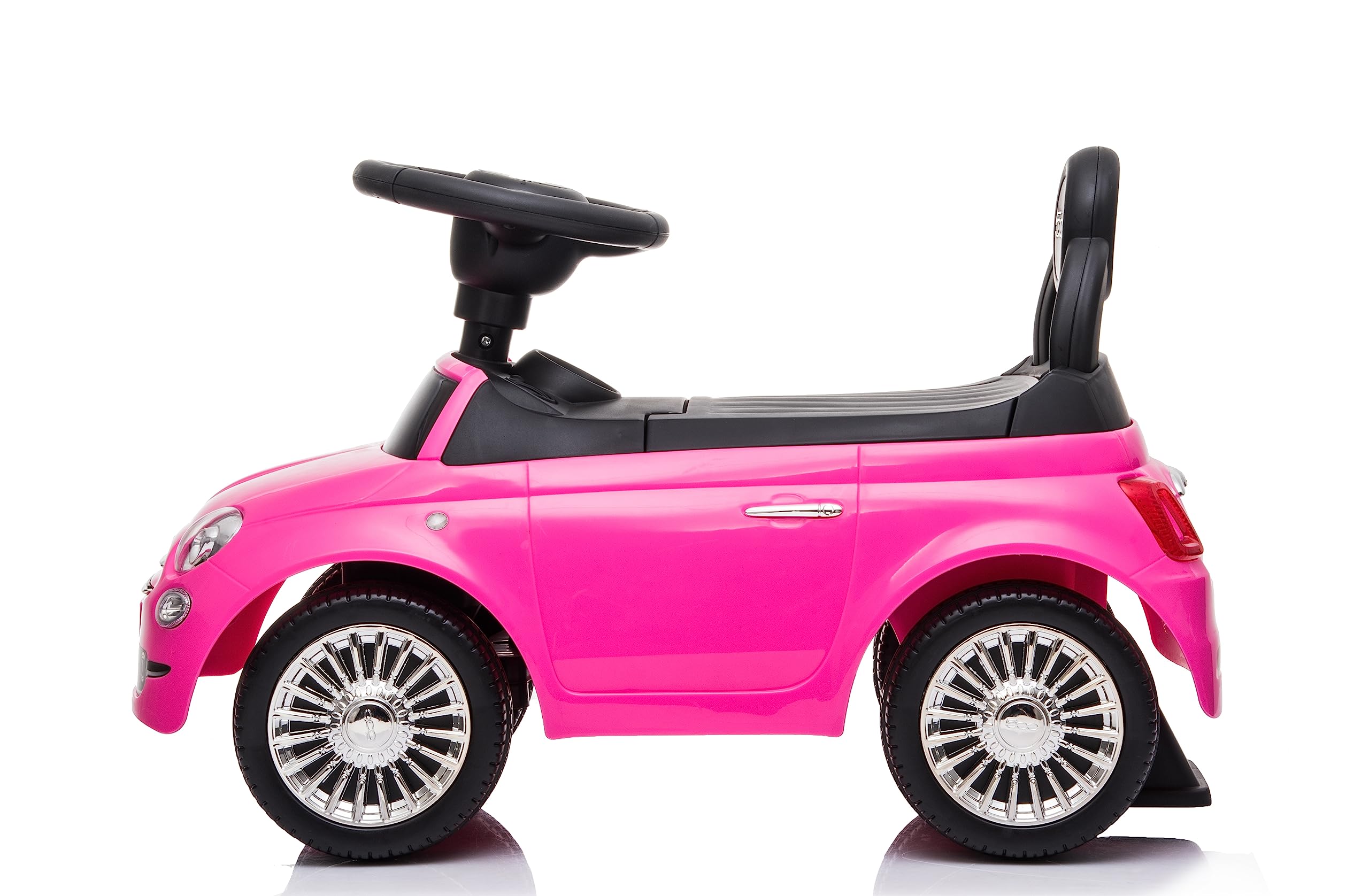 Primi Passi Macchinina Cavalcabile Fiat 500 per Bambini da 12 a 36 Mesi con Suoni e Clacson Sistema Antiribaltamento Vano Portaoggetti Schienale Gioco per Imparare a Camminare (Rosa)