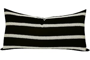 Striped 12" x 24" Throw Pillow Black and White Lumbar Cushion for...