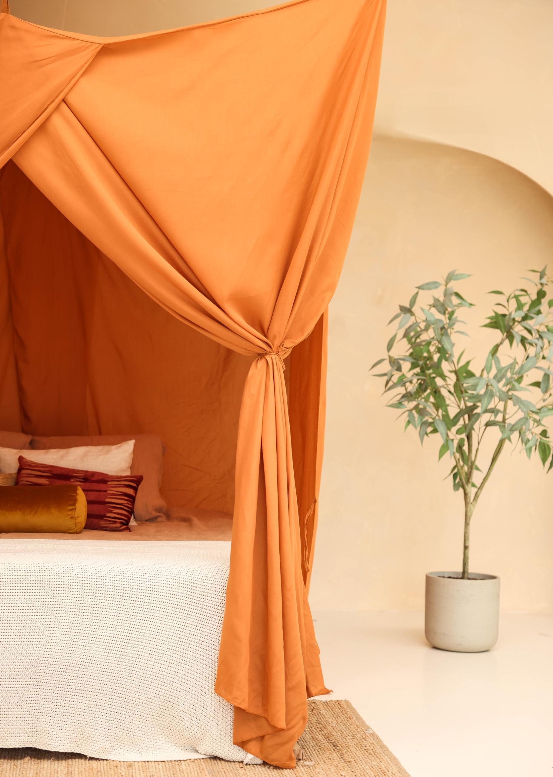 Ciel de Lit Orange, Baldaquin Rectangulaire pour Lit Queen & King