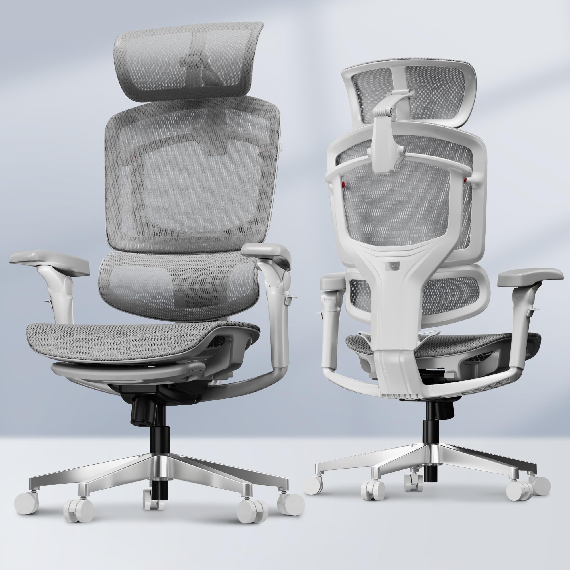 FLEXISPOT ErgoX-PRO Ergonomic Office Chair with Footrest Grey – AeroWeave 5.0 Mesh Seat, 5D Lumbar, 7D Armrests, 4D Headrest, 551LBS Capacity – Office