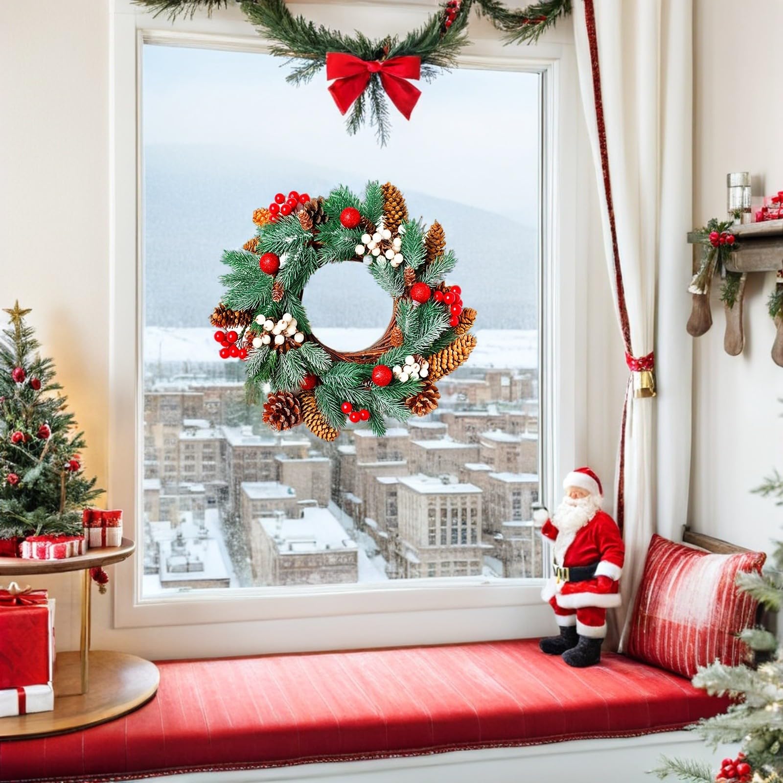 TOYANDONA 30 Pièces Autocollant de Noël pour Fenêtre en Couronne, Pvc