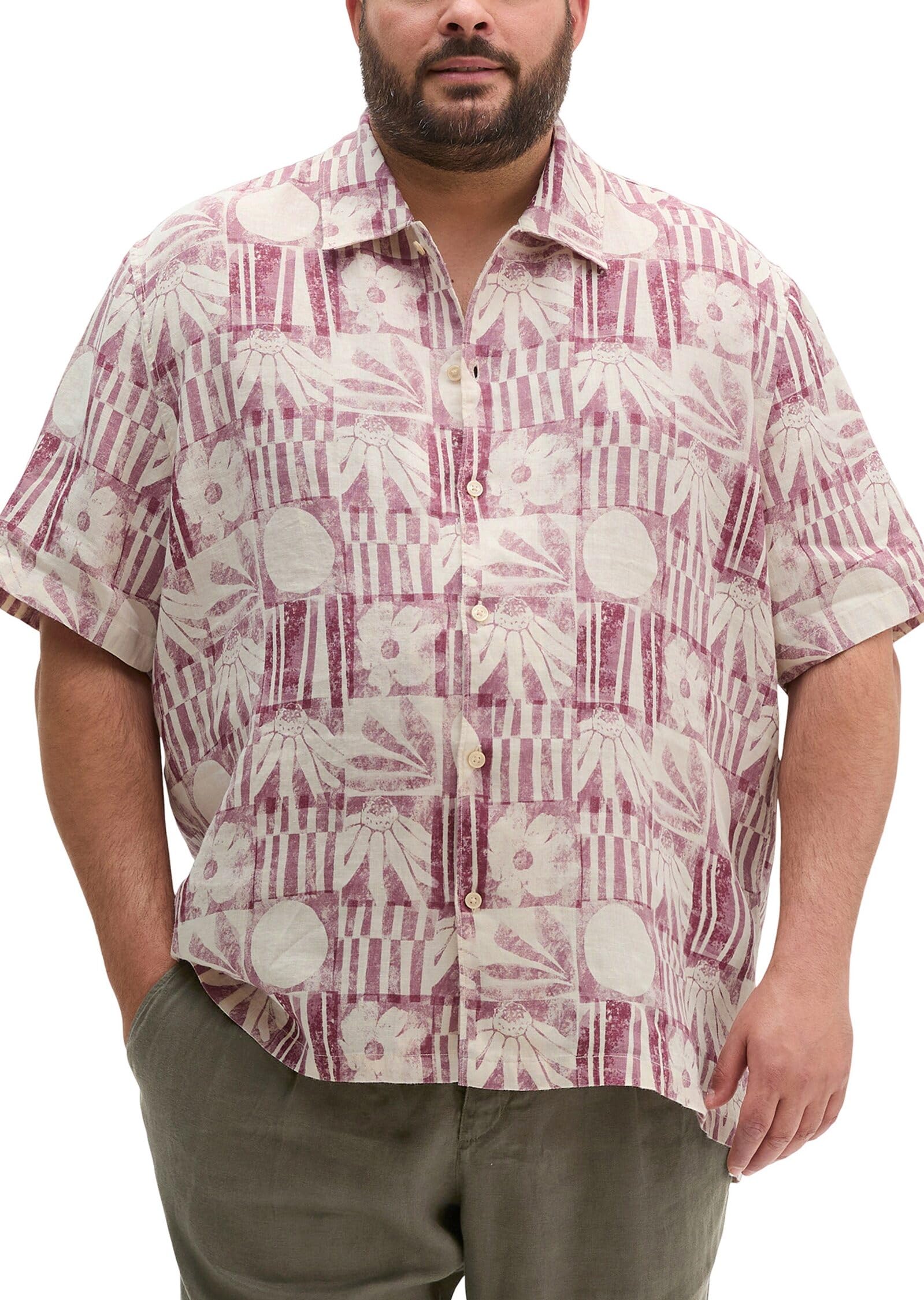 Marc OߴPolo Uomo Camicia in lino con collo bowling Big & Tall