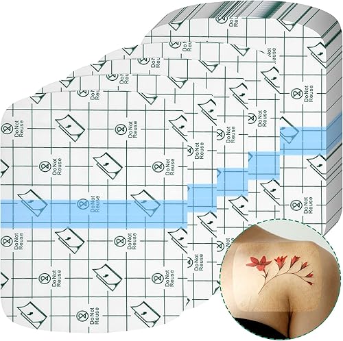 Nuanchu 50 vendas adhesivas rectangulares redondeadas impermeables y elásticas transparentes para tatuajes para heridas, cinta transparente para