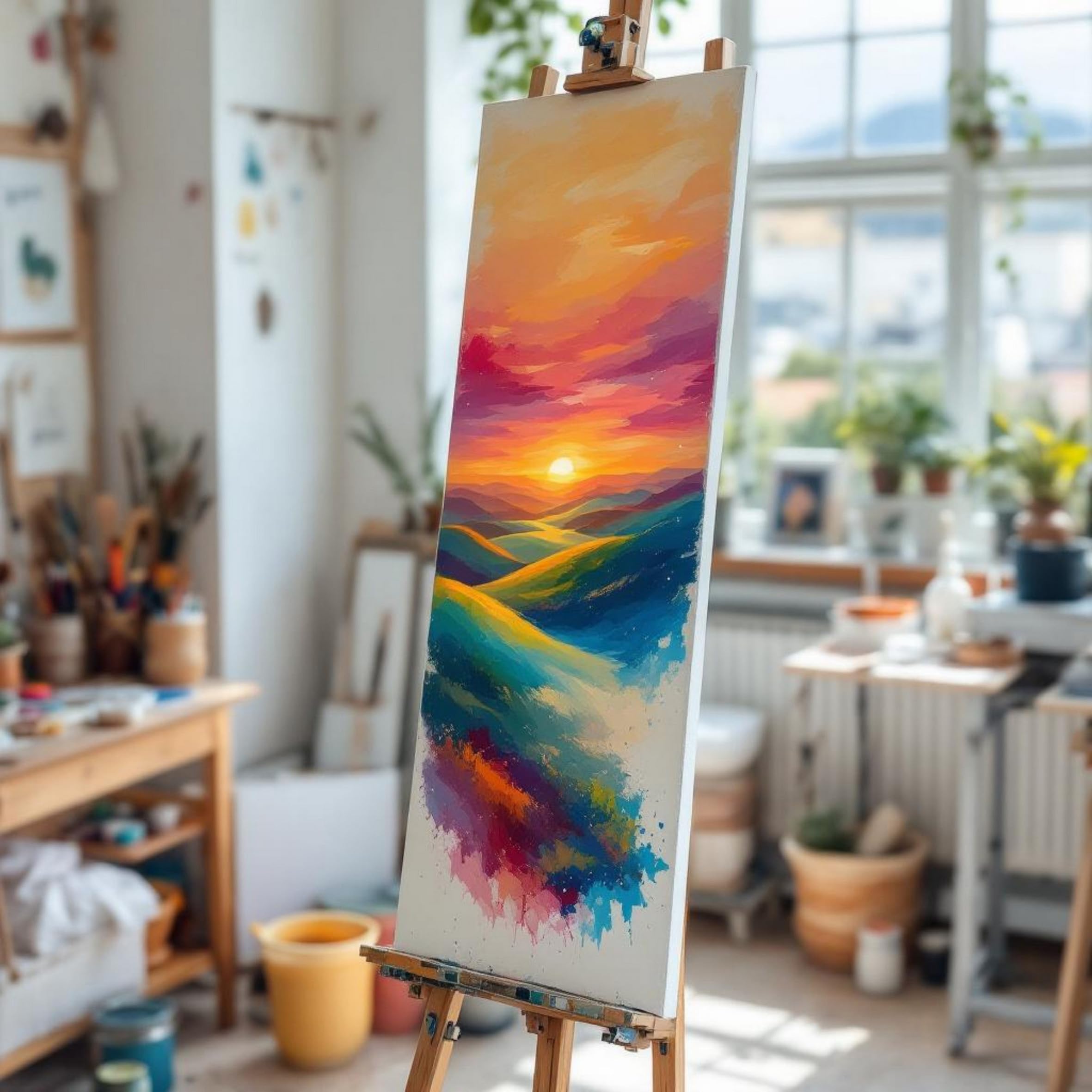 Tela su telaio, set da 2 pezzi - 120 x 40 cm - Tela artistica con tela di lino con tripla preparazione - Tela di cotone Basic per pittura con colori acrilici e ad olio, forniture per artisti hobbisti