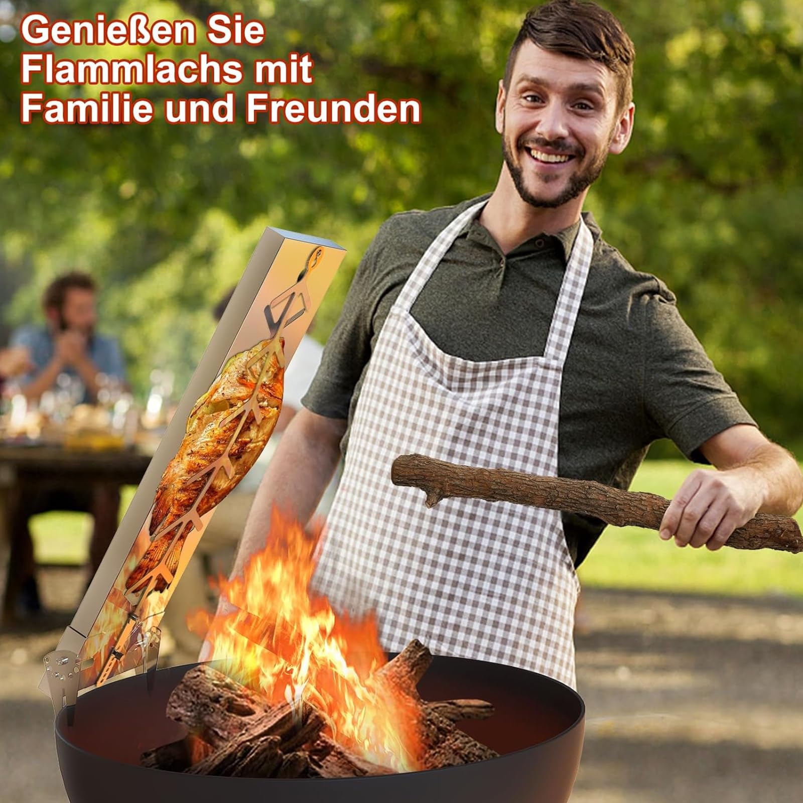 Flammlachsbrett Edelstahl,flammlachs Halterung,flammlachsbrett Edelstahl Für Feuerschale,flammlachsbret Edelstahl52 X 11.5 Cm,180° Drehbar & 5 Rutschfeste Kippwinkel,Lachsbretter Zum Grillen-B