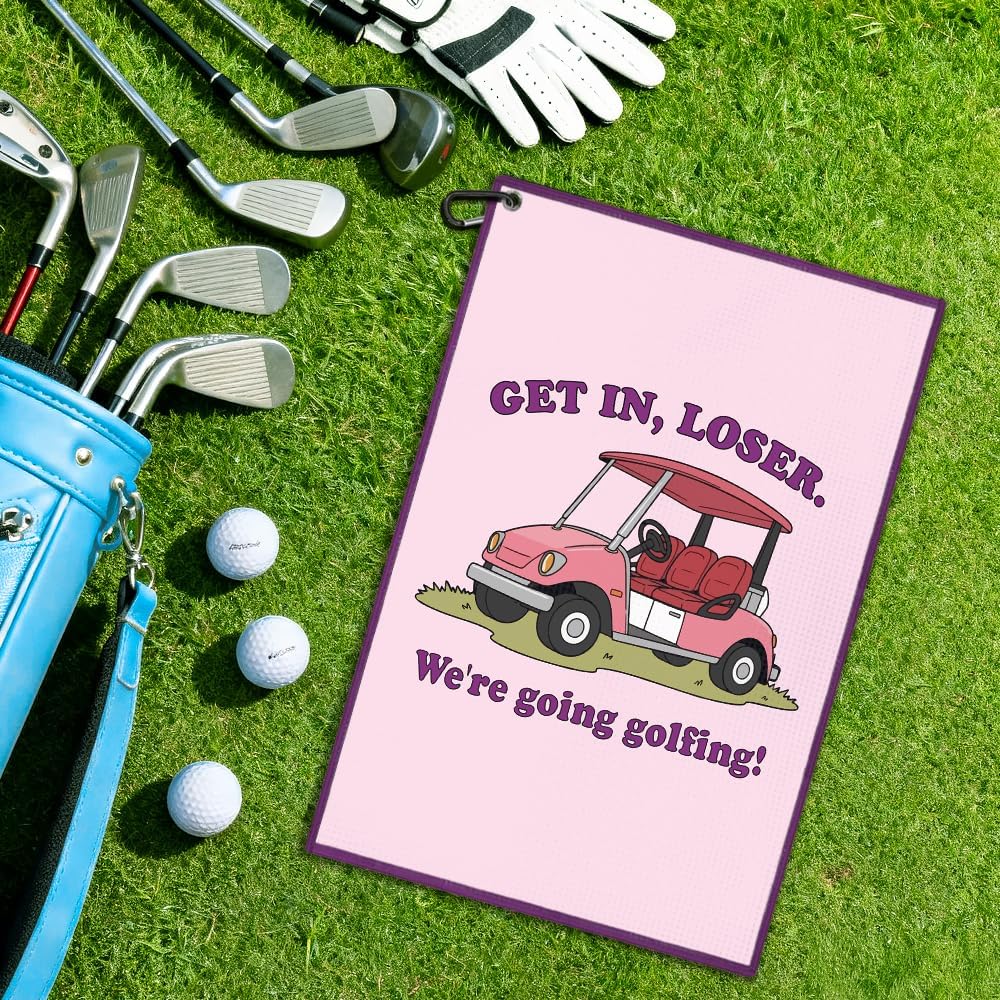 We're Going Golfing Purple Golf Towel, Fun Retro Golf Bag Towel With Clip, Golfing Accessories for Women, Golfers Gifts for Fan Daughter Golfer Mom Grandma, Birthday Gifts for Sport Lover Sister - Image 3