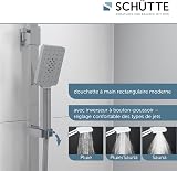 SCHÜTTE Ocean 60531 Shower System with Thermostat and Glass Shelf Shower Set with 30 x 30 cm, Rain Shower with Wall Bracket and Shower Head Panel Shower Column in Chrome/Anthracite - 5