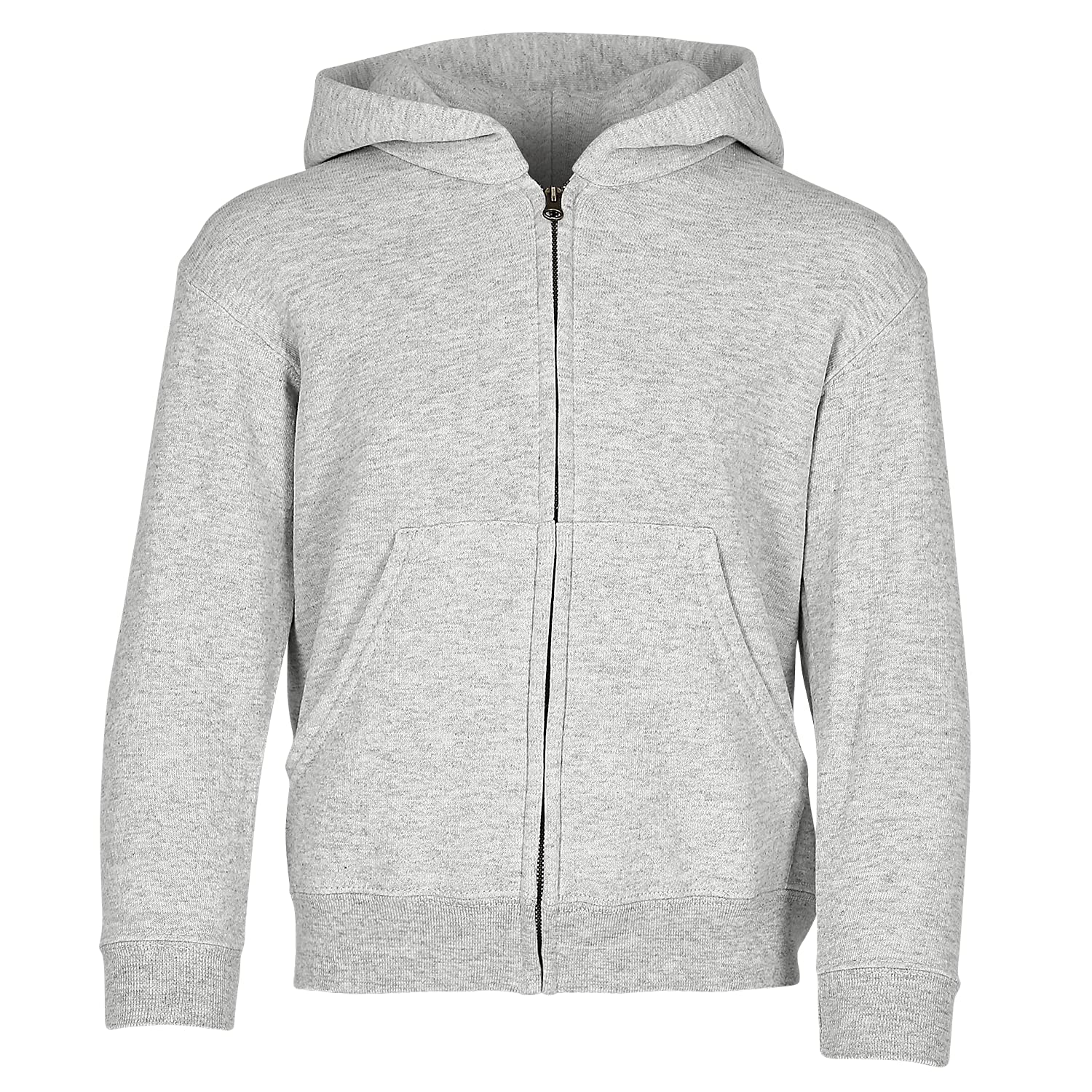 Fruit Of The Loom Felpa Con Cappuccio Aperta Per Bambino (7-8 Anni) – Colore Grigio Melange, Comoda E Con Cerniera