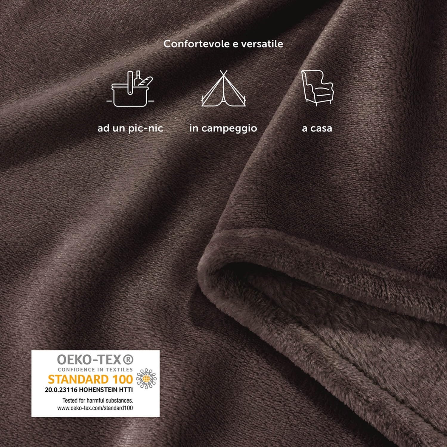Blumtal Coperta Pile 130x150cm - Coperta Plaid divano super morbida - Coperta Divano certificata OKEO-Tex - coperta per divano - coperta invernale - coperta morbida - plaid singolo pile - in marrone