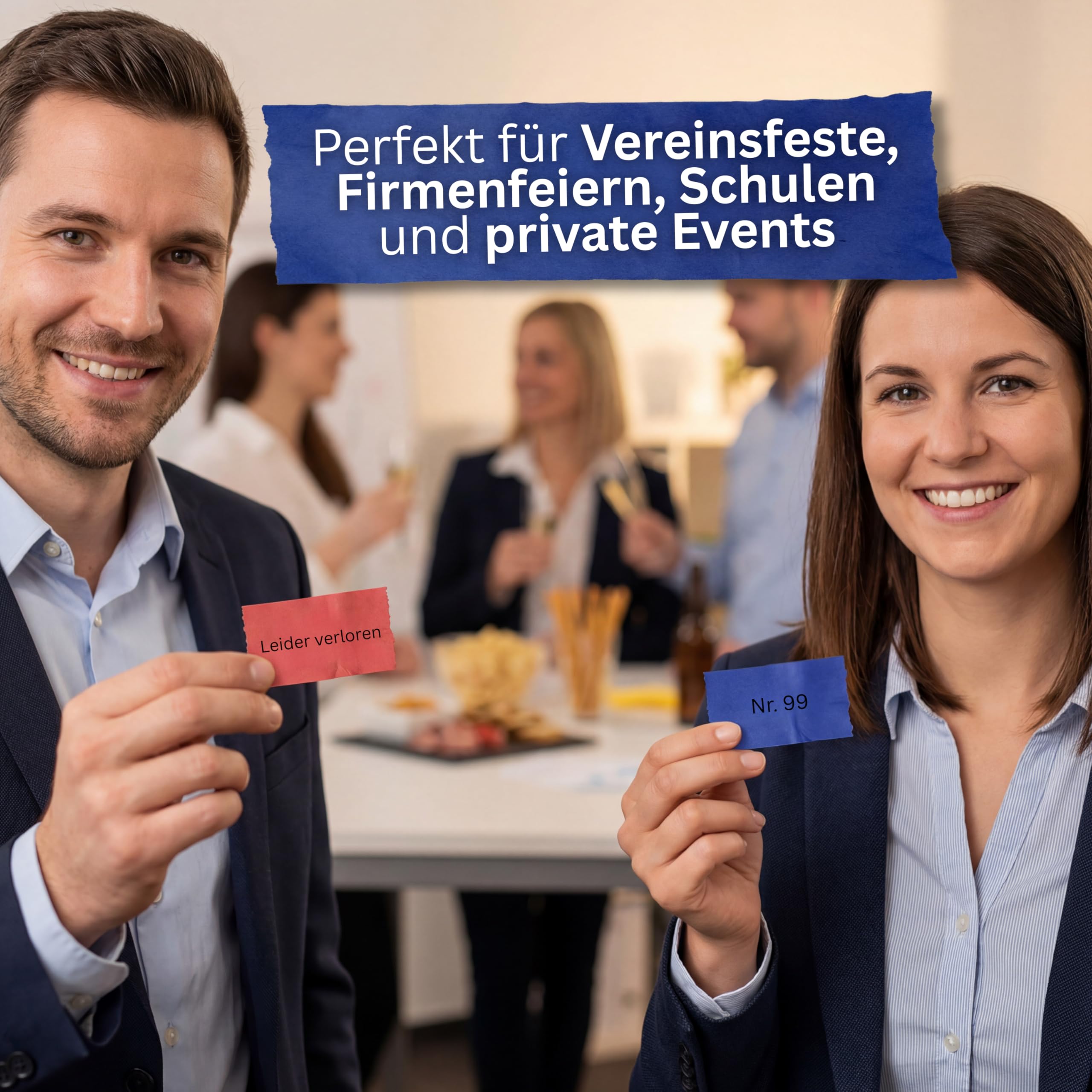 Tombola Lose Set mit Nieten 200 Gewinne 500 Nieten nummerierte Tombolalose inkl. Checkliste Sticker