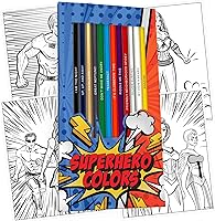 Vista 8 de Lápices de colores de superhéroes – Juego de 12 lápices de parodia con temática de superhéroes con referencias inteligentes con sello de papel