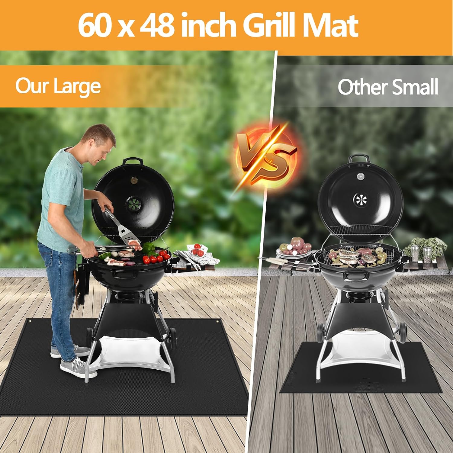 TOHONFOO Large Grill Mats for Outdoor Grill Deck Protector 60 x 48 x 0.04in image 2