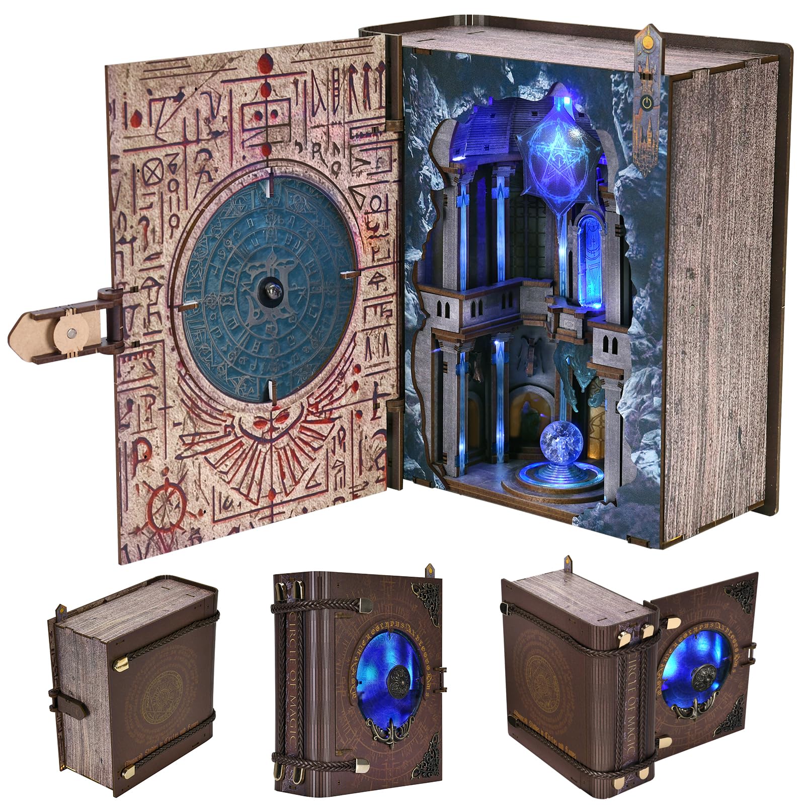 Photo 1 of **FOR PARTS/ HAS DAMAGED PIECES** MiniCity Book Nook Kit, DIY Miniature Dollhouse Kit for Adults, Booknook Bookshelf Insert Decor 3D Wooden Puzzle with LED Light Unique Gift for Fantasy Lovers (Circle of Magic)