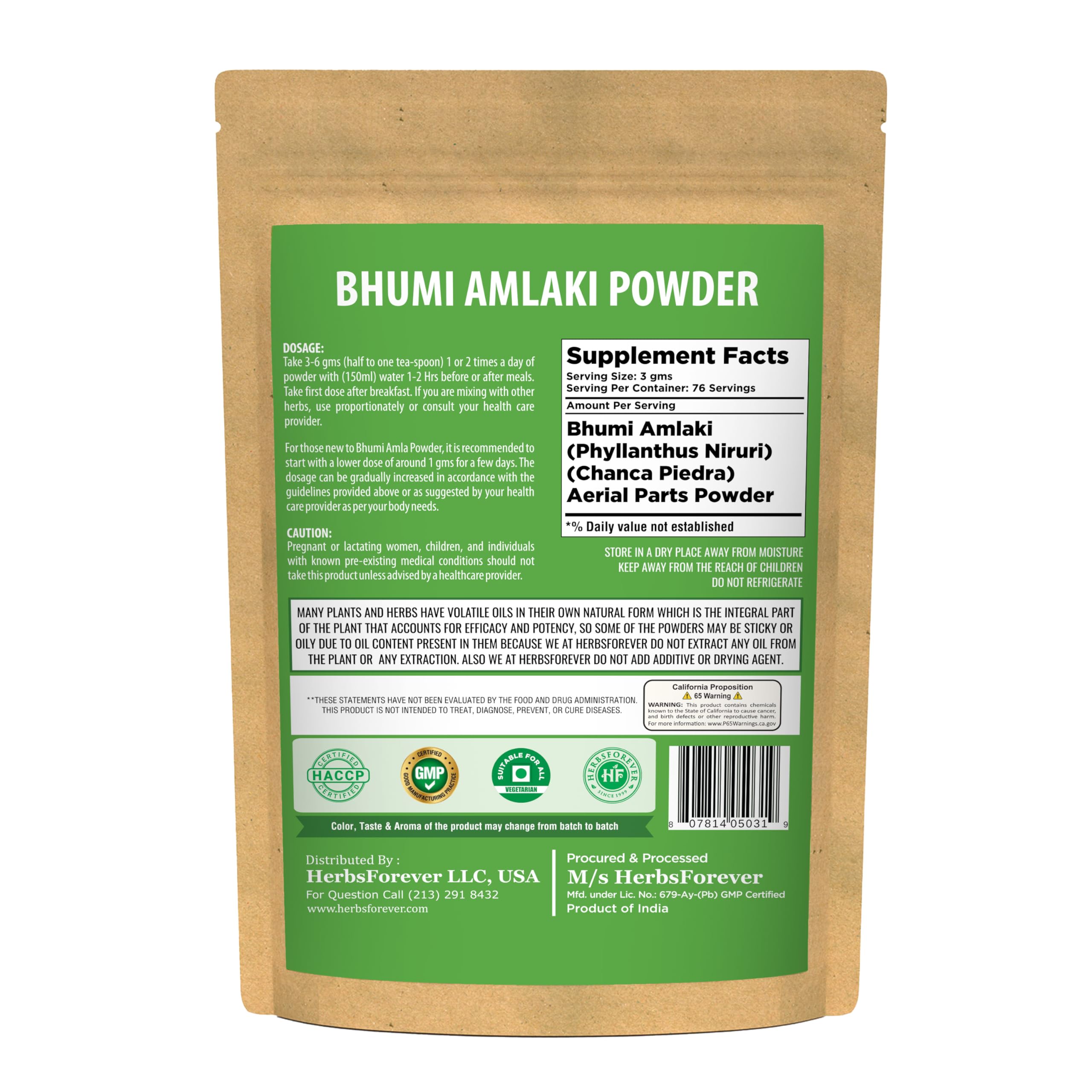 Herbsforever Bhumiamalaki Powder 230g Phyllanthus Niruri, Non-GMO, Plant-Based Formula for Liver Health and Effective Natural Detox — Amazon image 2