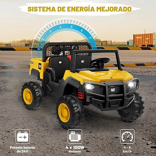 Miniatura 3 de ANPABO Caterpillar - Camión volquete con licencia para conducir, juguetes de 24 V con control remoto para padres, motores potentes 4WD, hasta 5 Mph,