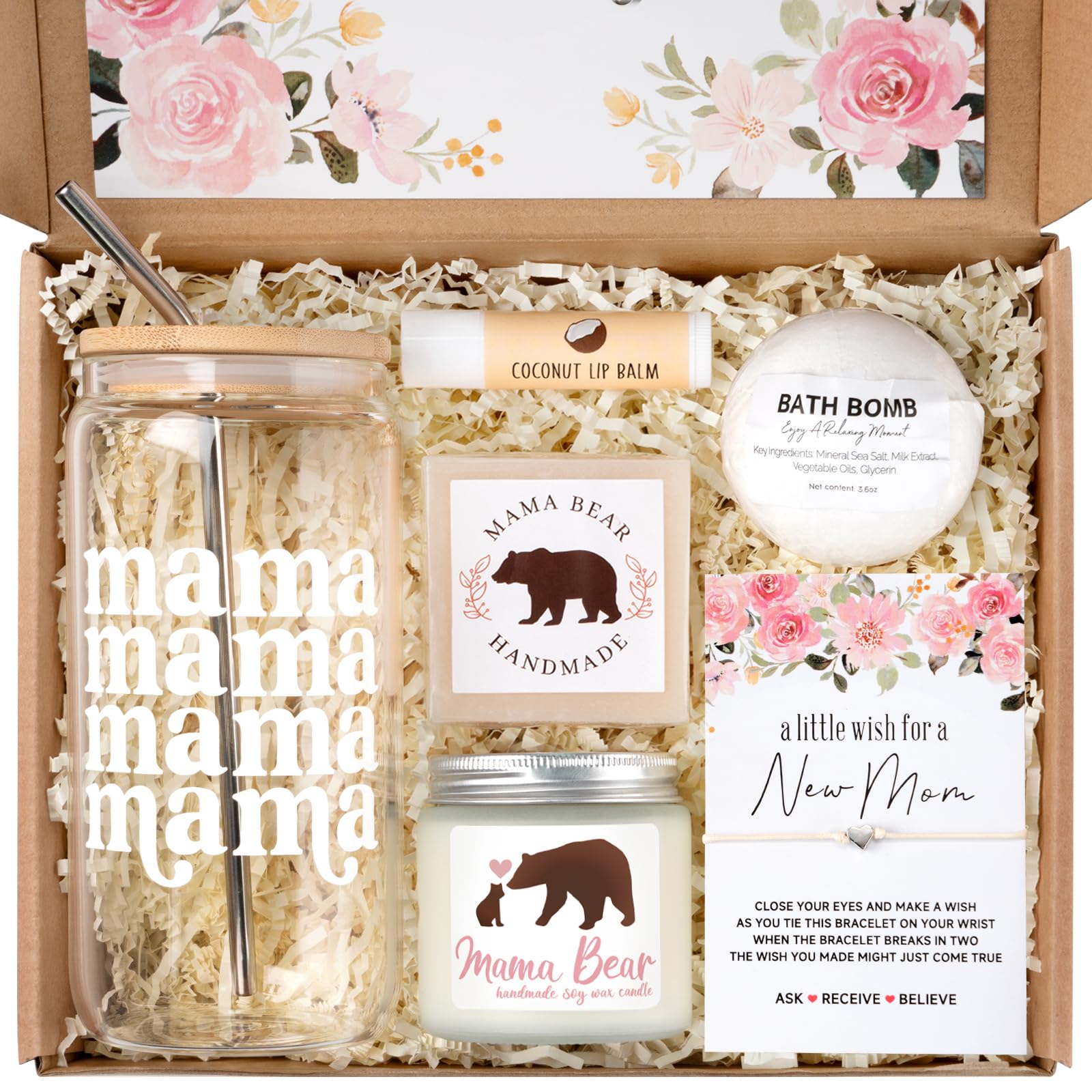 New Mom Gifts for Women, 7pcs Pregnancy Gifts for Expecting Mom, Mother to be After Birth, First Time Care Package After Baby, Congrats on Postpartum
