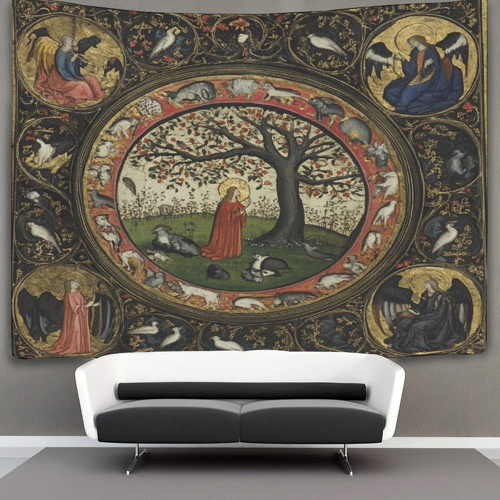 kaiyun Medieval Style Decorations Tapestry People And Animals 3D Printing Wall Blanket Wall Hanging for Living Room Bedroom Dorm Decor 150cmx200cm