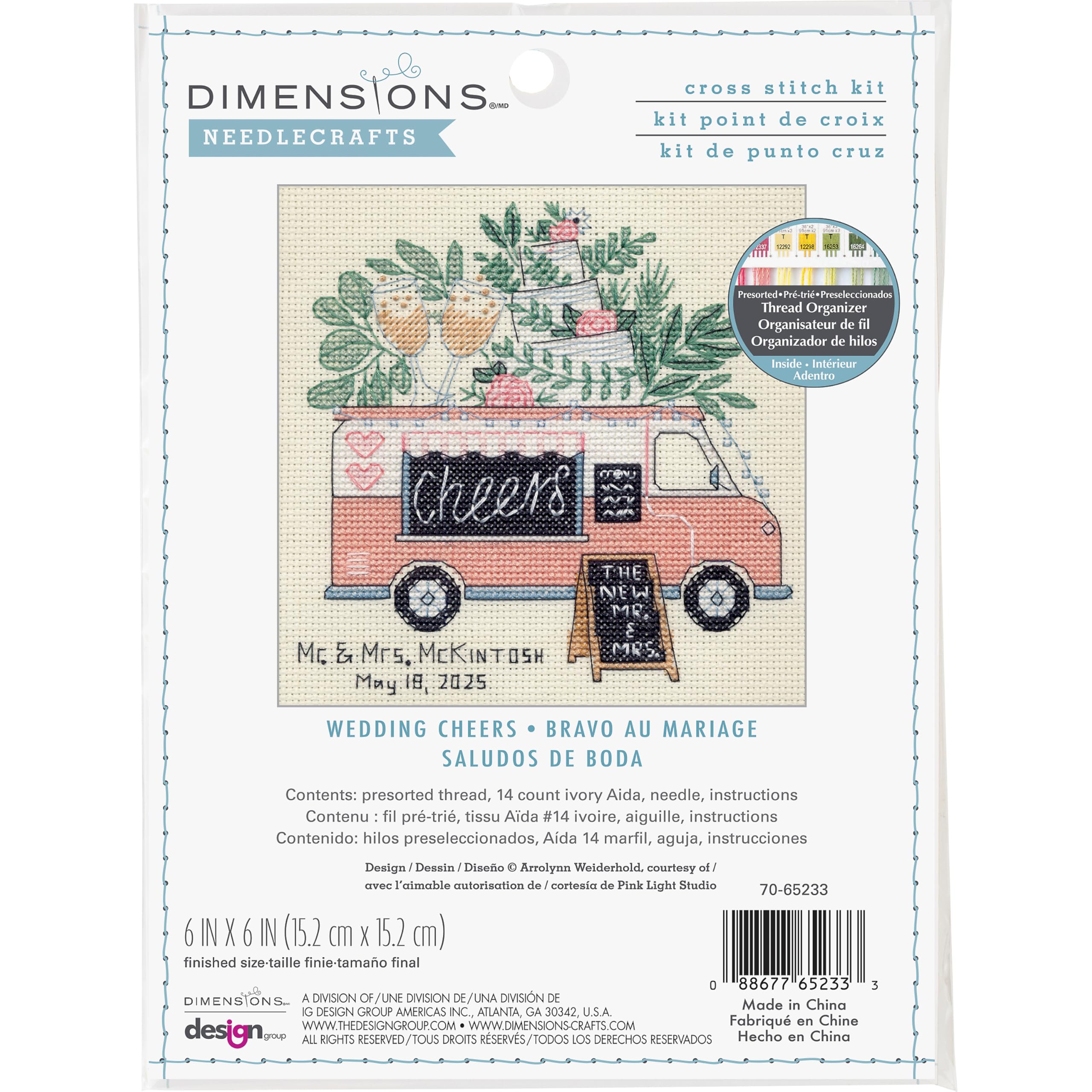 Dimensions Counted Cross Stitch Kit Wedding Cheers 15.2xm x 15.2cm