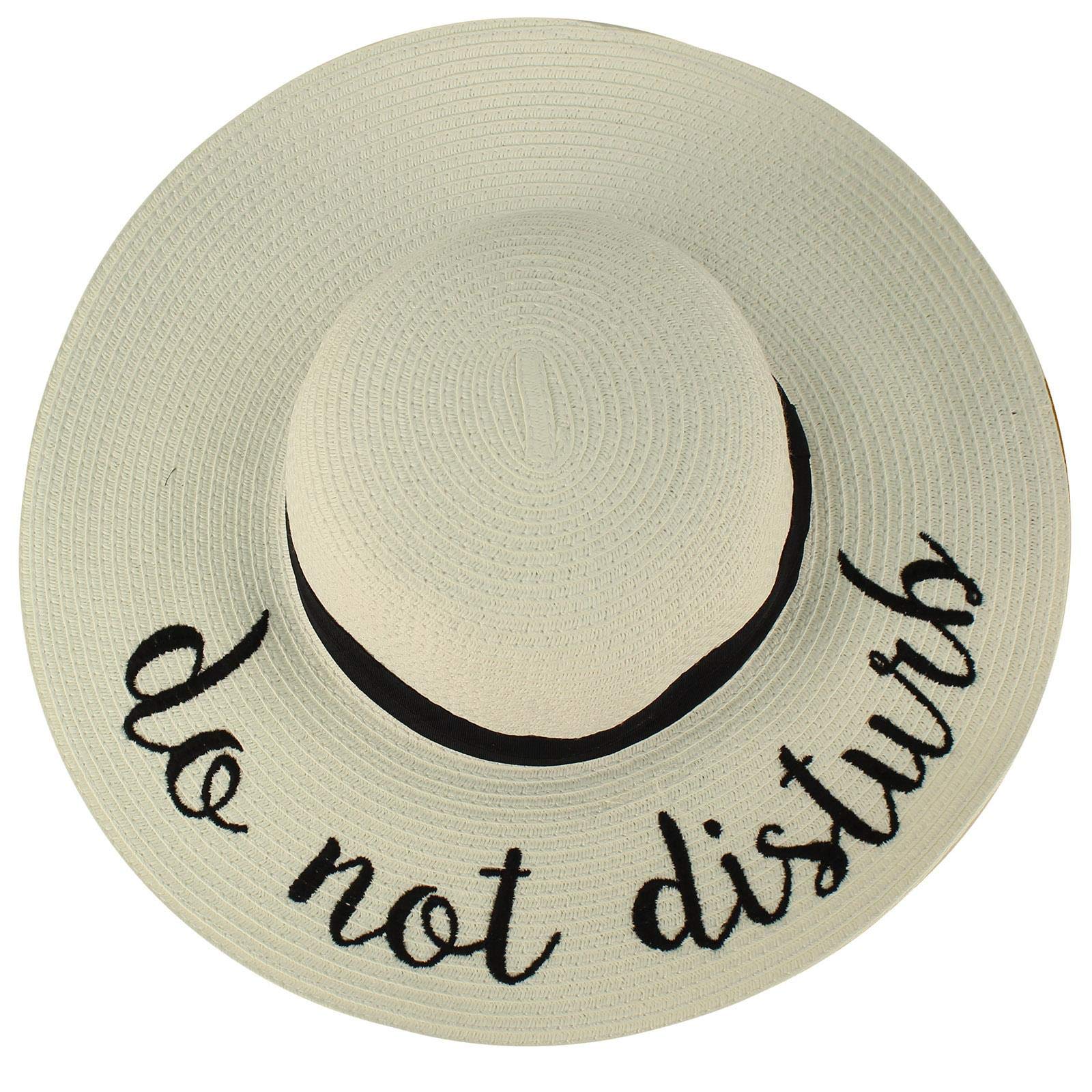 Fun Verbiage Elegant Wide Brim 4" Summer Derby Beach Pool Floppy Dress Sun Hat