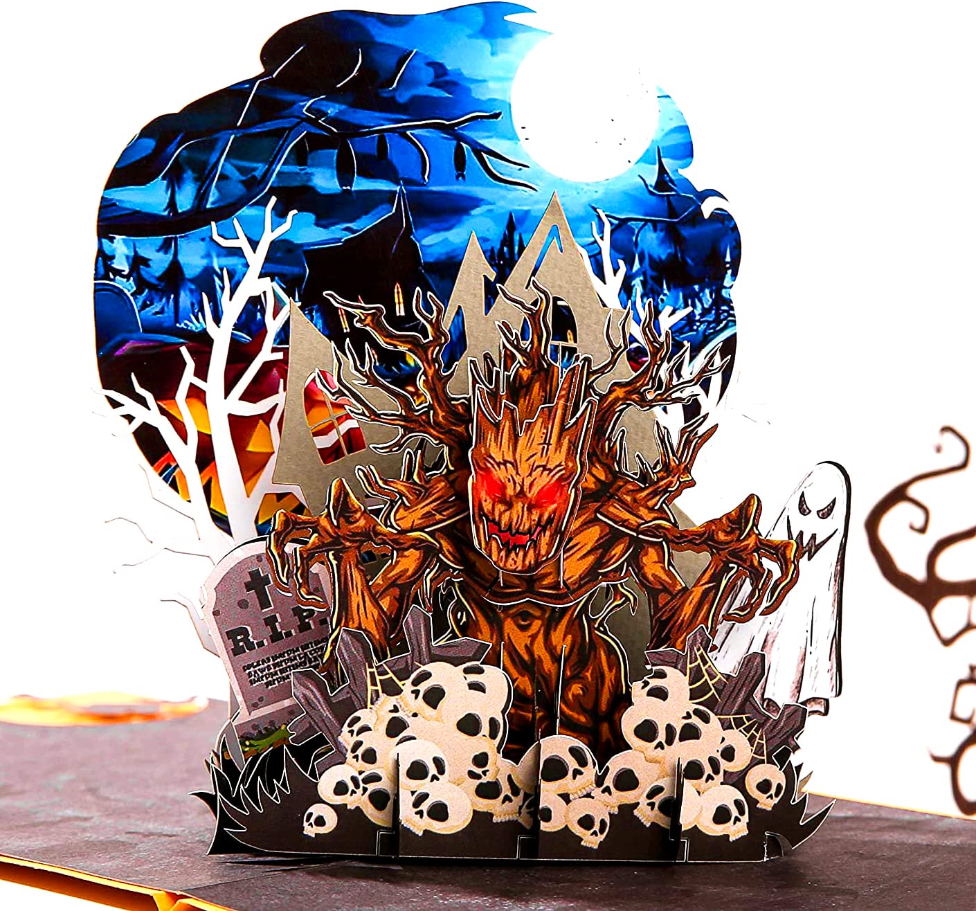 CUTE POPUP - Happy Halloween Pop Up Cards with Scaring Spooky Tree Design | Thank you Cards | Birthday Cards Holiday Card Pop Up in Autumn, 6x8 inches, Startled Present for Kids, Grandson and Adults