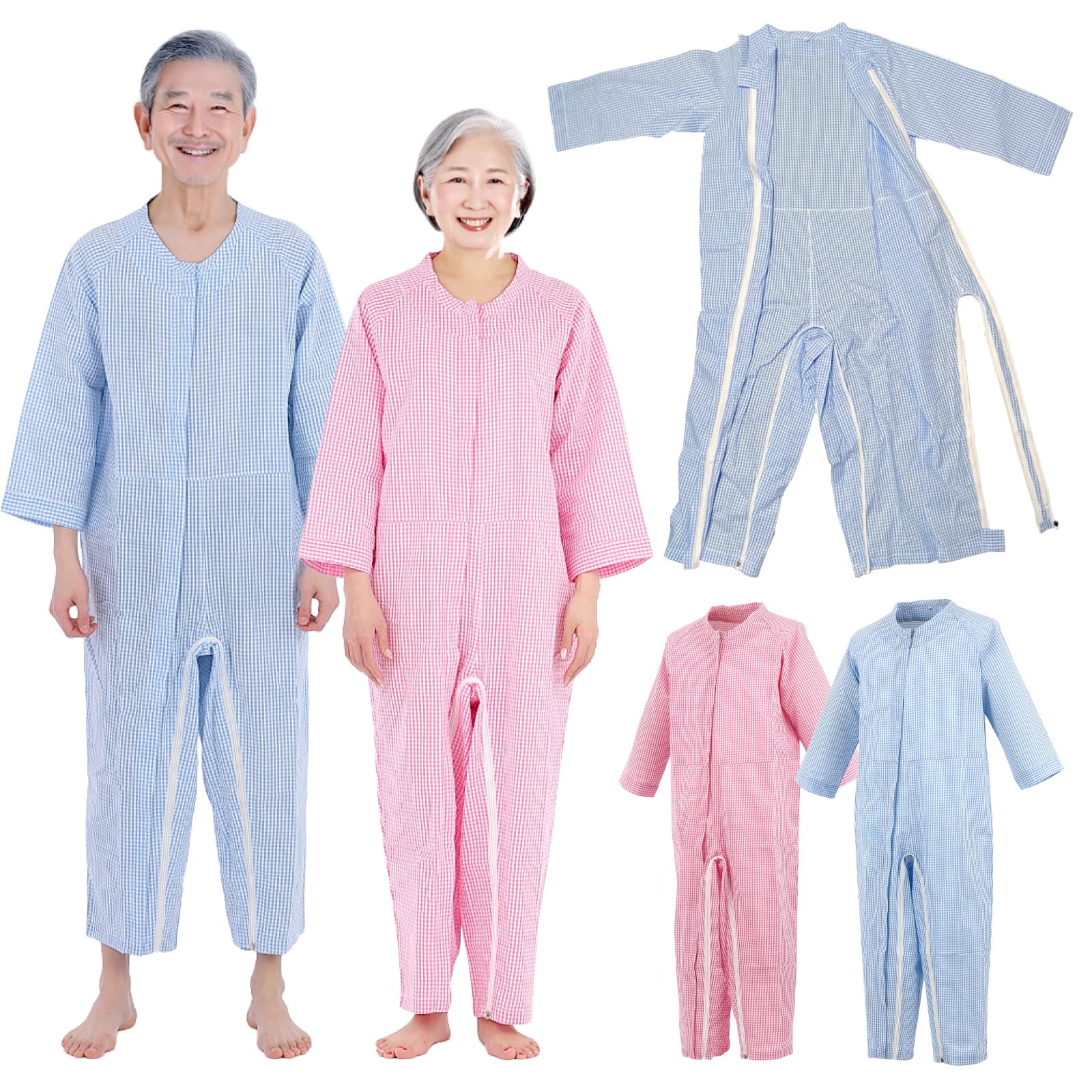 Amazon.co.jp: [Carecoa] 春夏向け 介護パジャマ 介護つなぎパジャマ