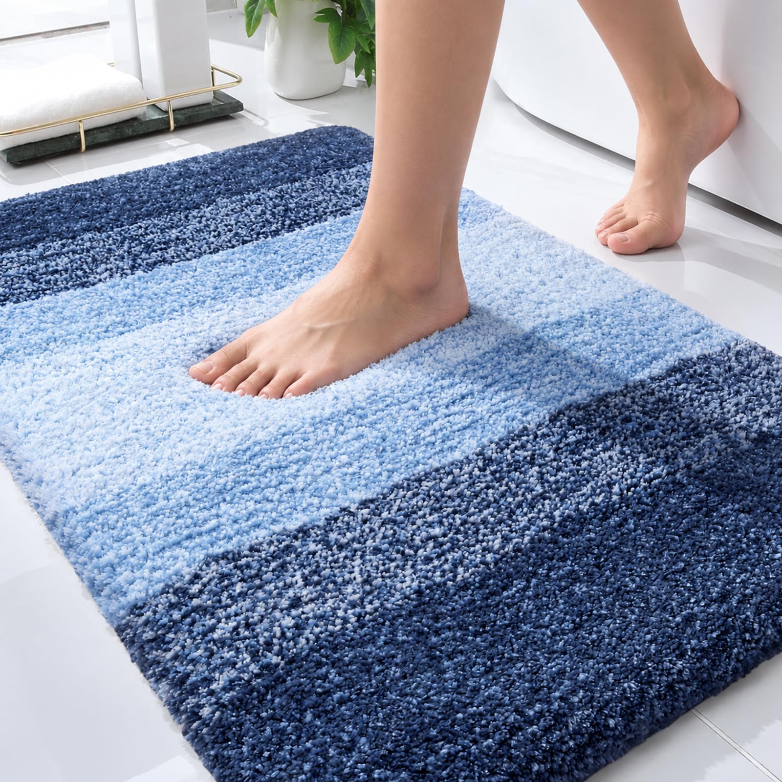 OLANLY Small Bathroom Rugs 24x16, Extra Soft Absorbent Microfiber Bath Rugs