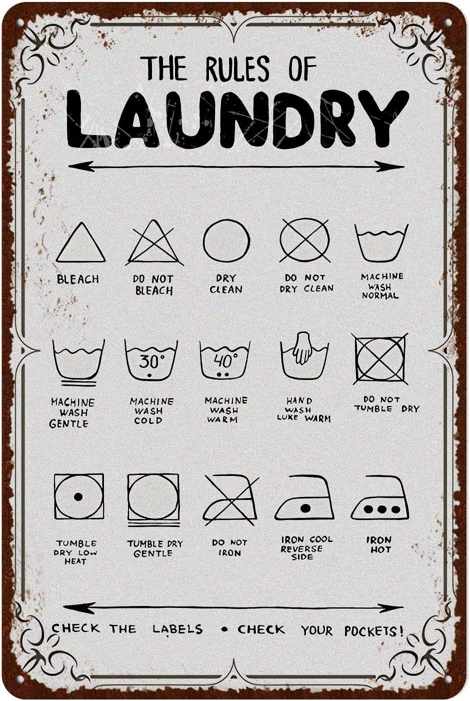 Vintage Laundry Rule Signs Retro Laundry Metal Signs