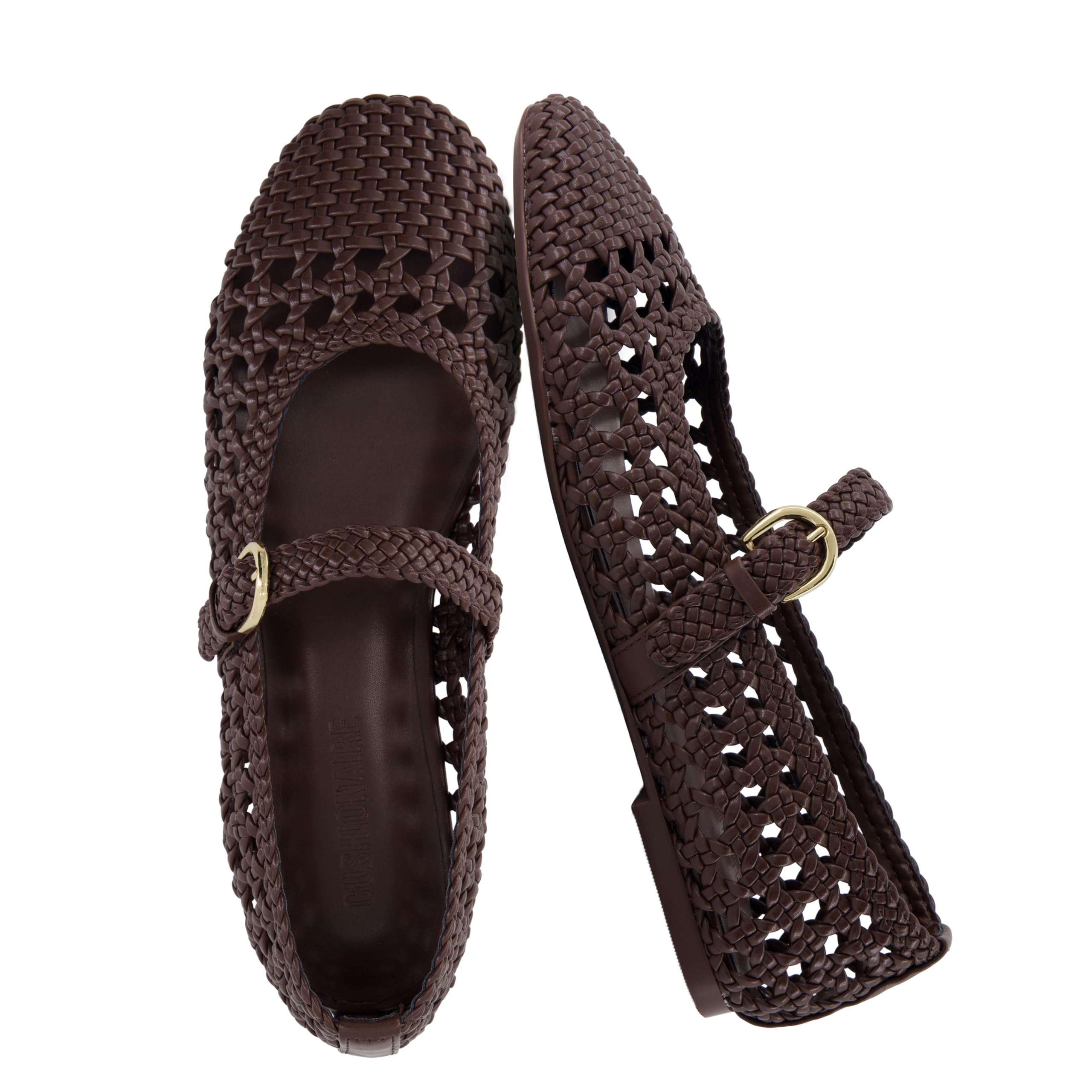 CUSHIONAIRE Windsor Woven Womens Flats with Adjustable Strap – Comfortable Mary Jane Ballet Flats for Women
