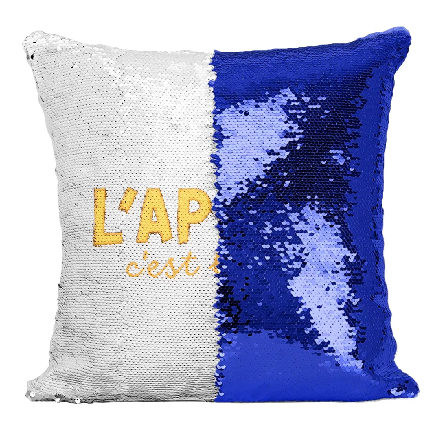 Coussin Sequin Bleu Thème Fête Bière et Déco Soirée Apéro