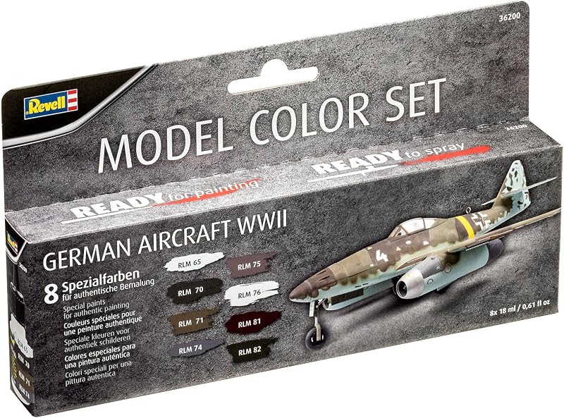 Revell 36200 Model Color - Aviones alemanes Segunda Guerra Mundial - 8 pinturas acrílicas de 17 ml