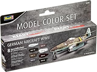 Revell Modellbau I Farbset Deutsche Flugzeuge WWII Farben Set I 8 Farben im Set für Flugzeuge zum bemalen I Authentischer Look für die Luftwaffe I Anwendung mit Airbrush und Pinsel möglich