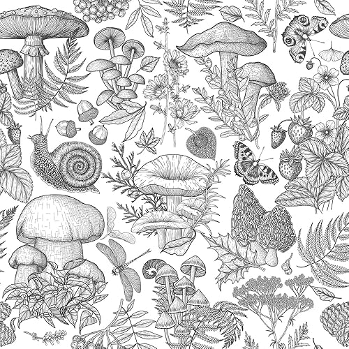 Papel tapiz bohemio con forma de caracol, diseño de hongos, color blanco y negro, moderno, autoadhesivo, removible, para muebles de cocina,