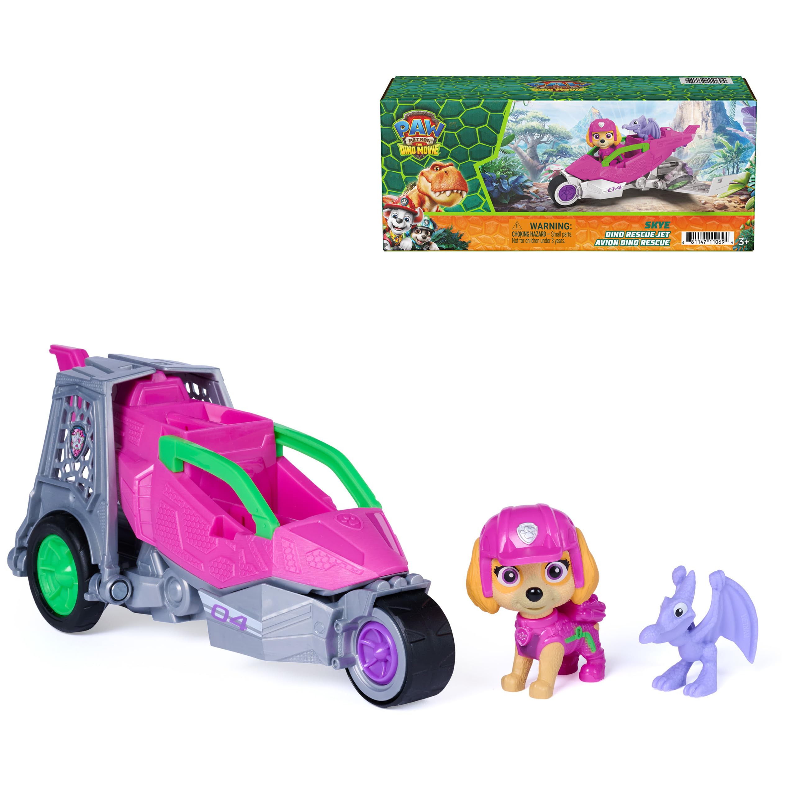 PAW Patrol: The Dino Movie, Skye Dino Rescue Jet &amp; Action Figure Set